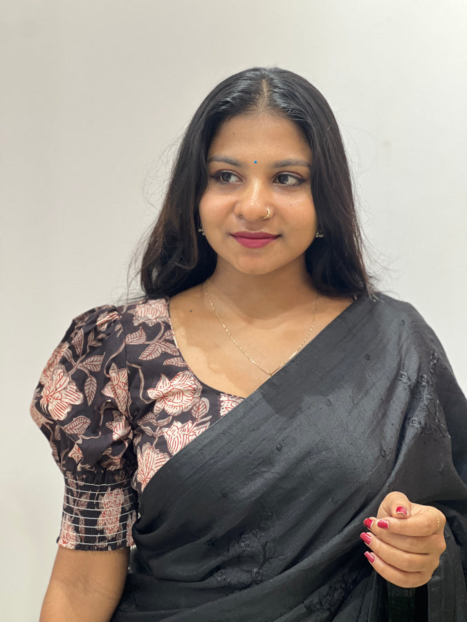 Floral Block Printed Cotton Stitched Blouse | IT150