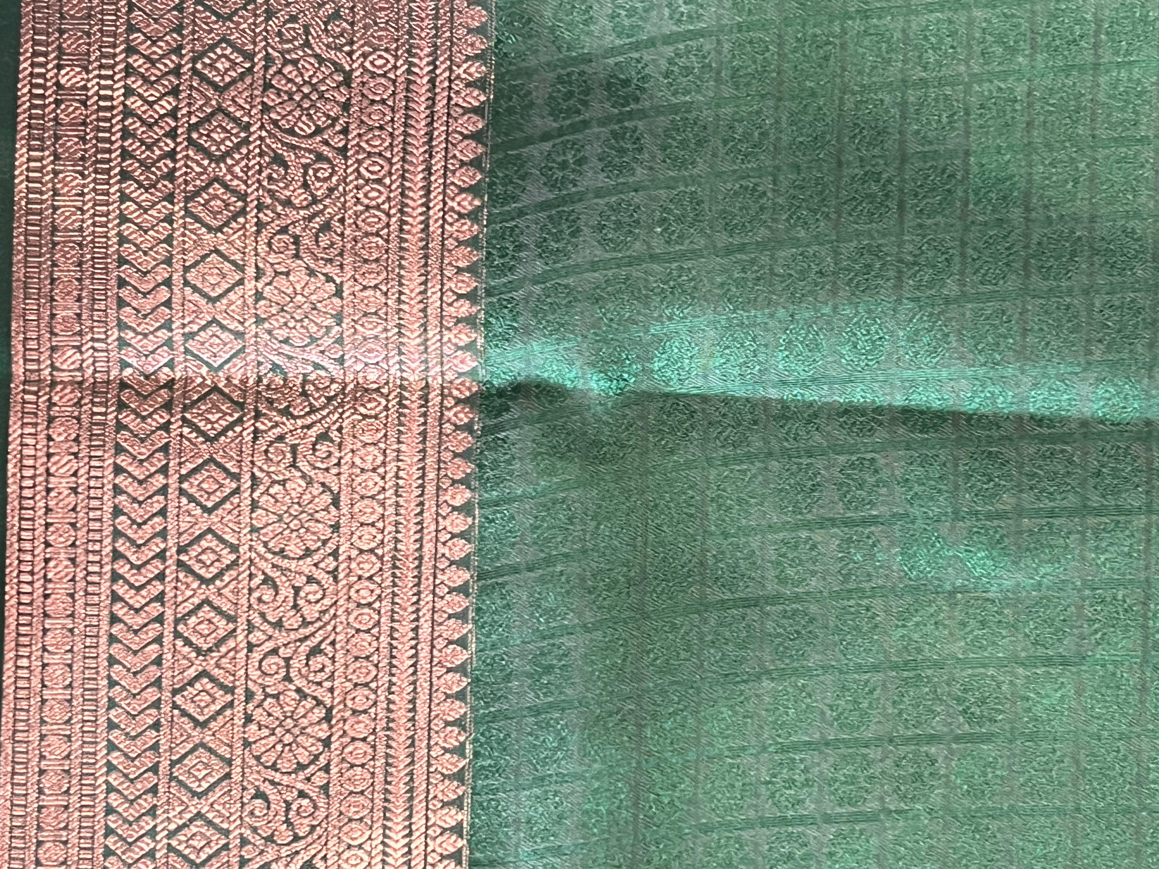 Embossed Woven Pattern Powerloom Soft Silk Saree | SEN114