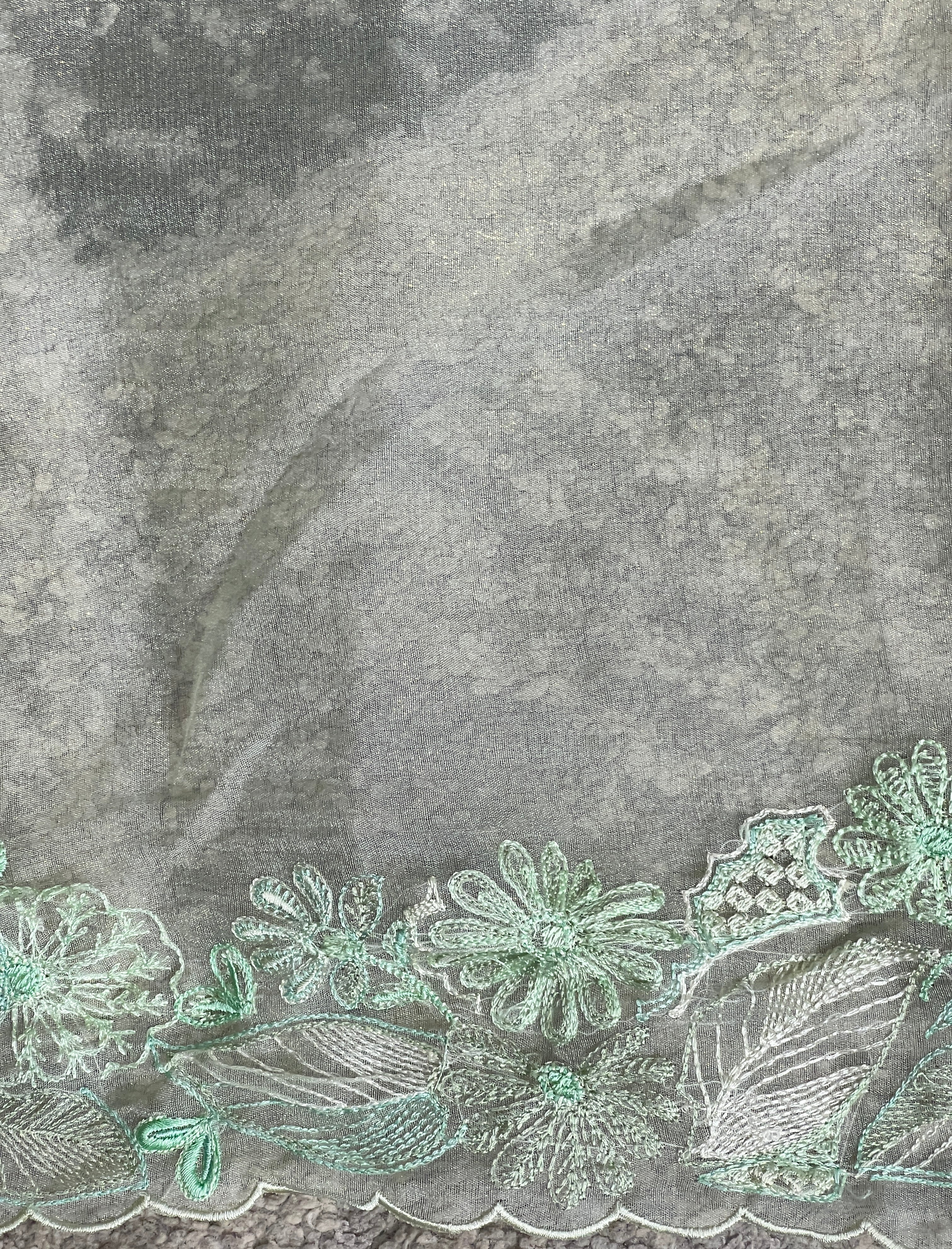 Floral Machine Embroidery Detailed Crushed Tissue Organza Saree |  BLD2033