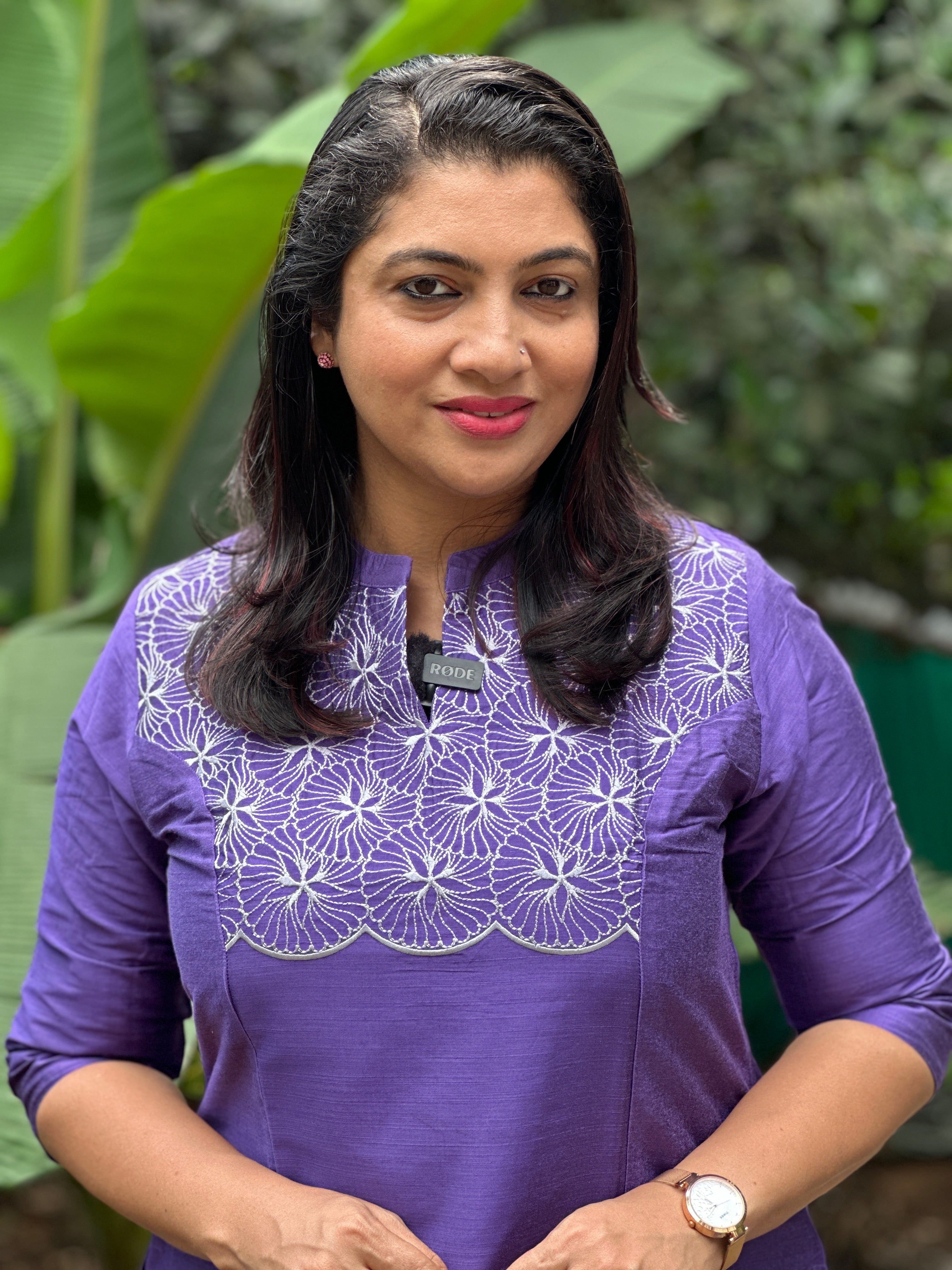 Floral Embroidery Yoke Design Slub Silk Kurta | RGA210