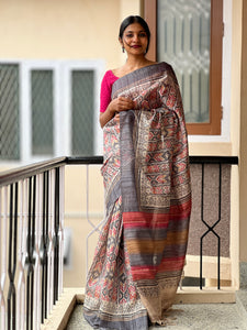 Printed Geecha Tussar Finish Saree | KSD127