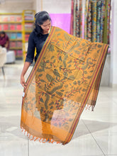 Pen Kalamkari With Temple Border Detailed Chanderi Dupatta | DE211