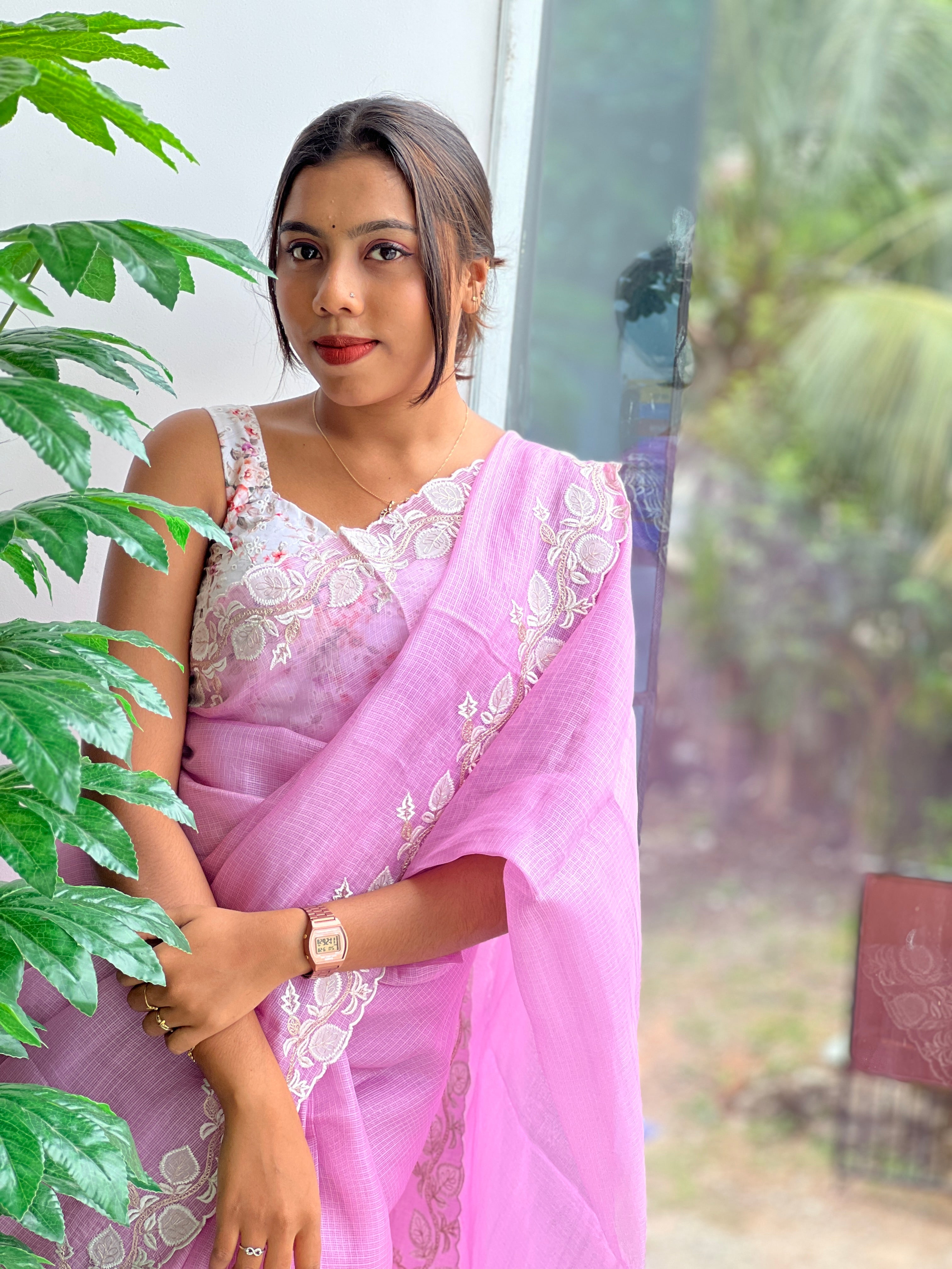 Embroidery With Applique Detailed Silky Kota Saree | SBS1365