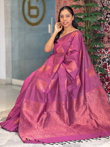 Copper Zari Weaved Semi Silk Saree | KRK506