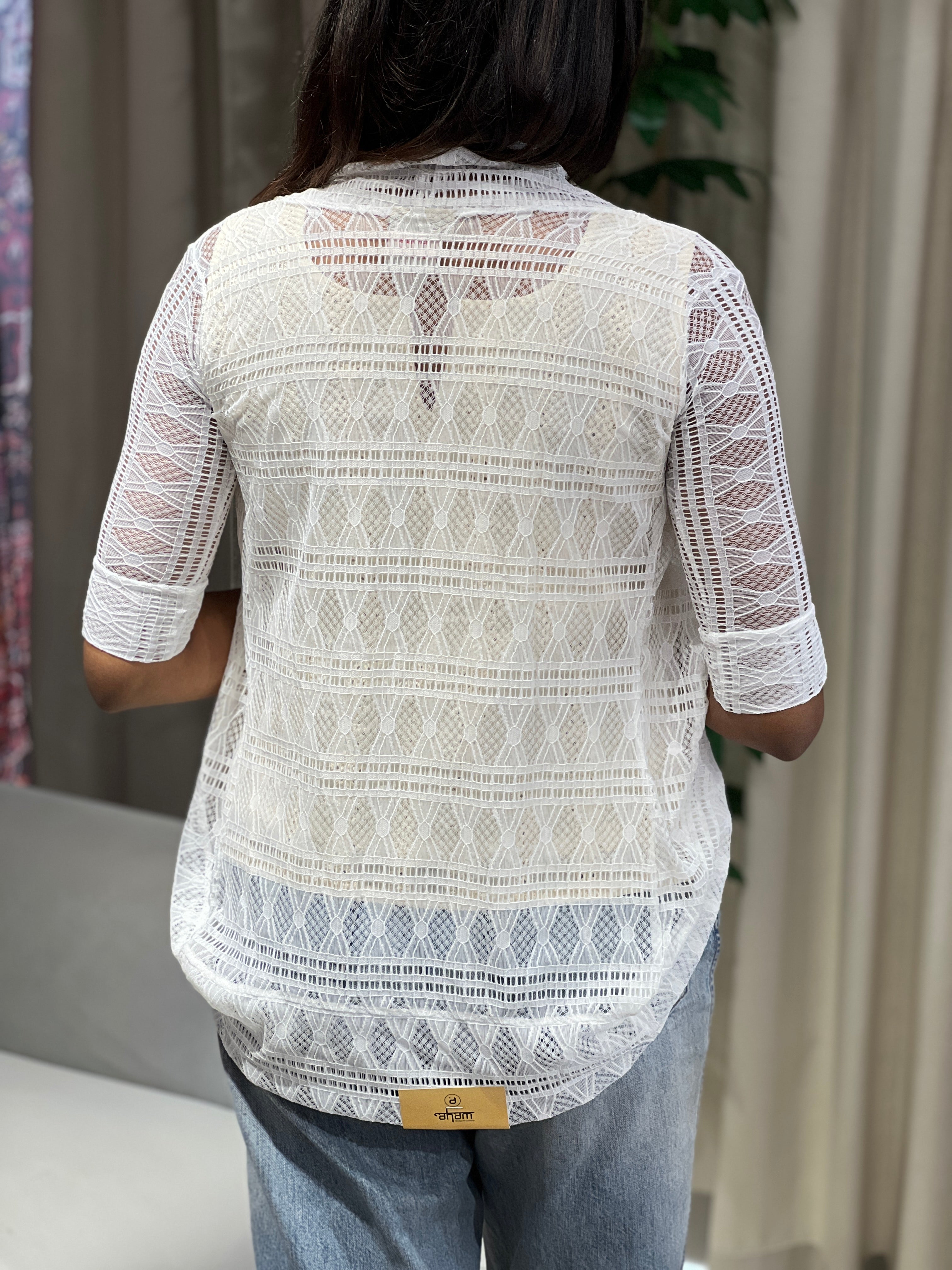 Embroidery Detailed Net Shrug | PGI253