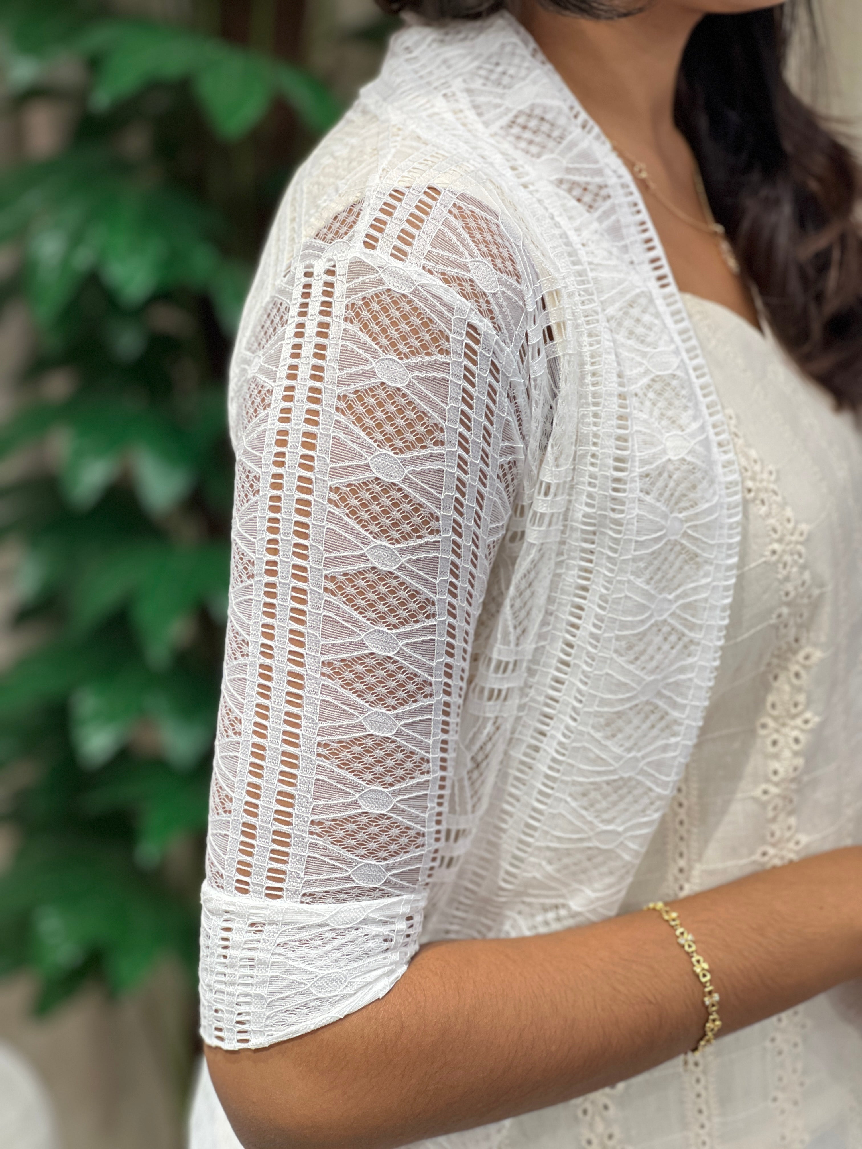 Embroidery Detailed Net Shrug | PGI253