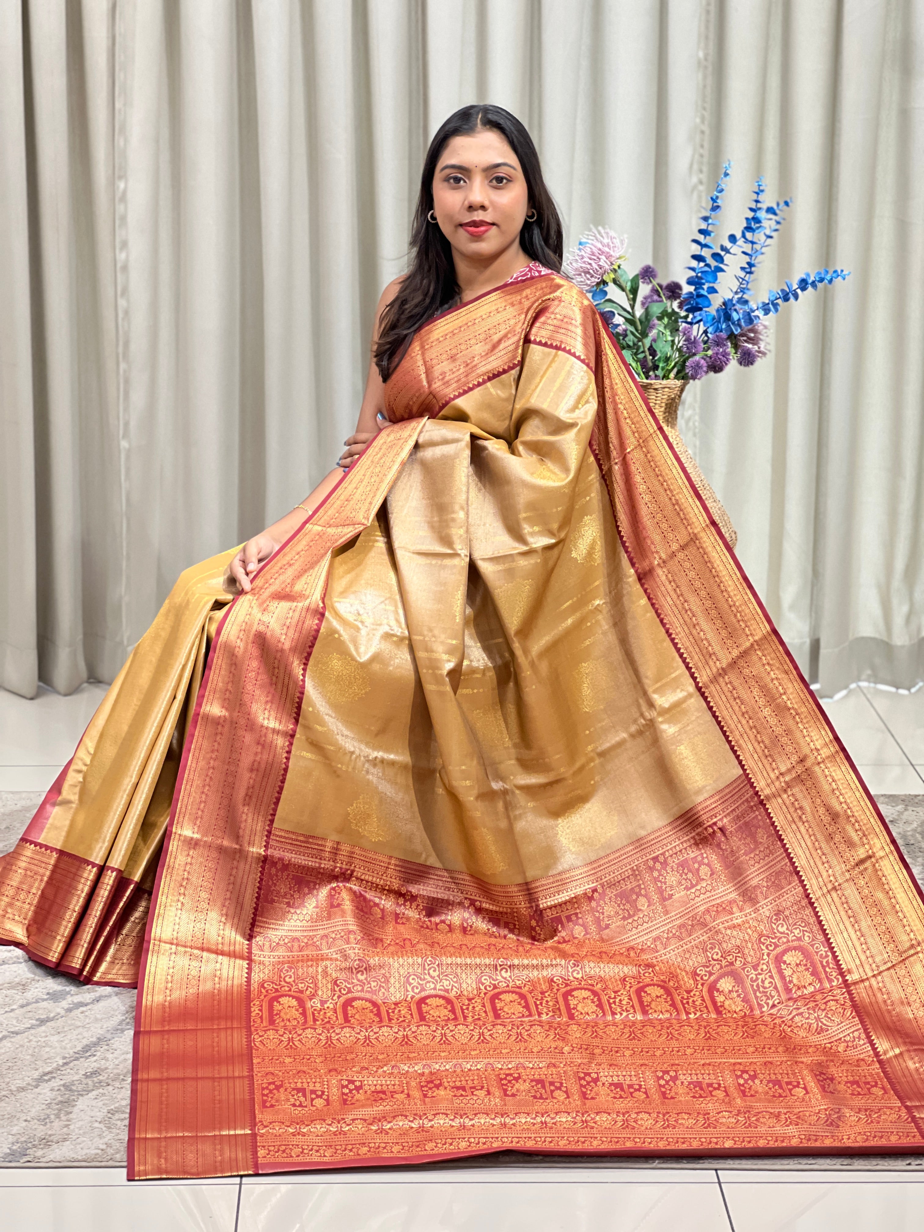 Line Woven Soft Silk Saree | RVS357