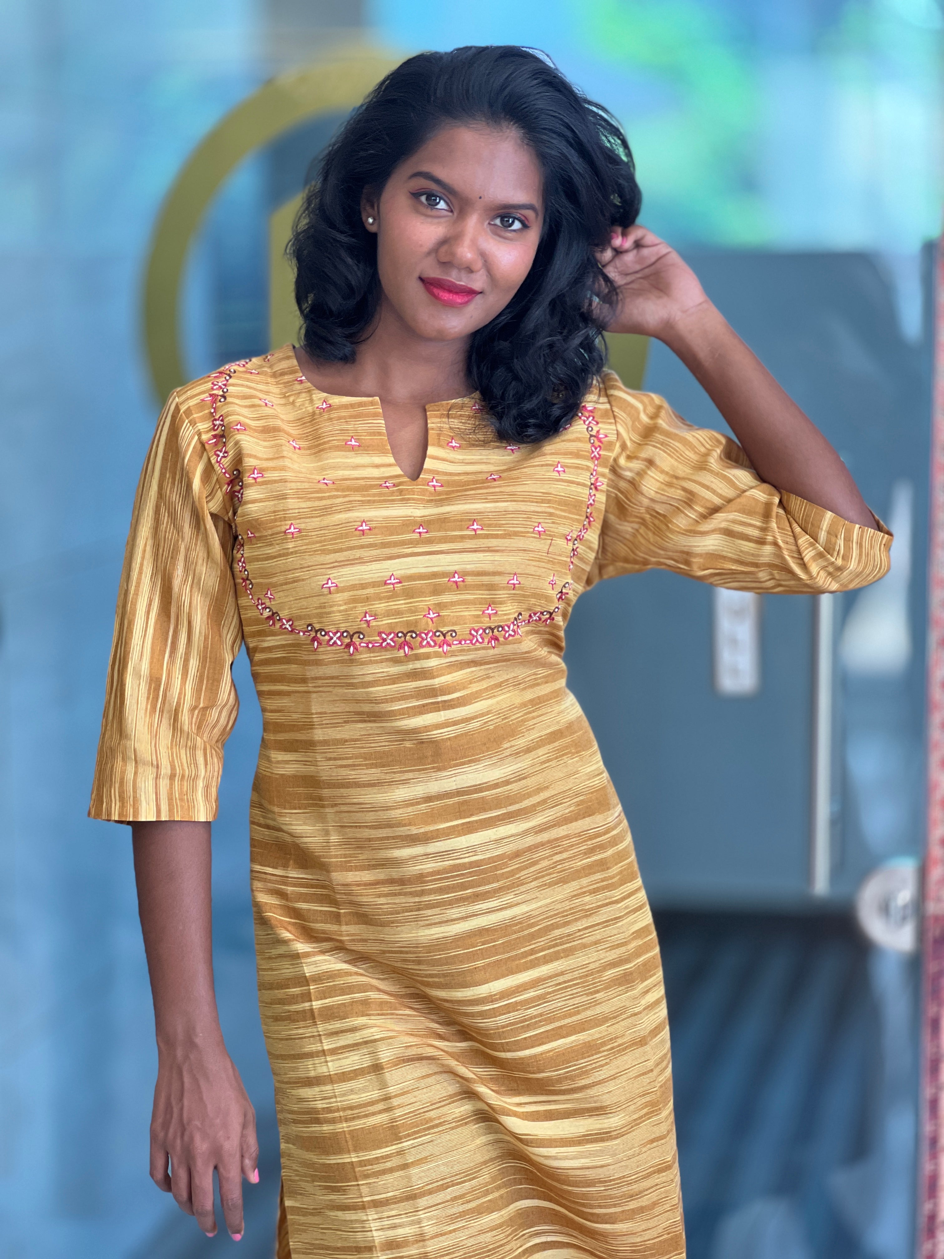 Machine Embroidered Cotton Kurta | DNT503