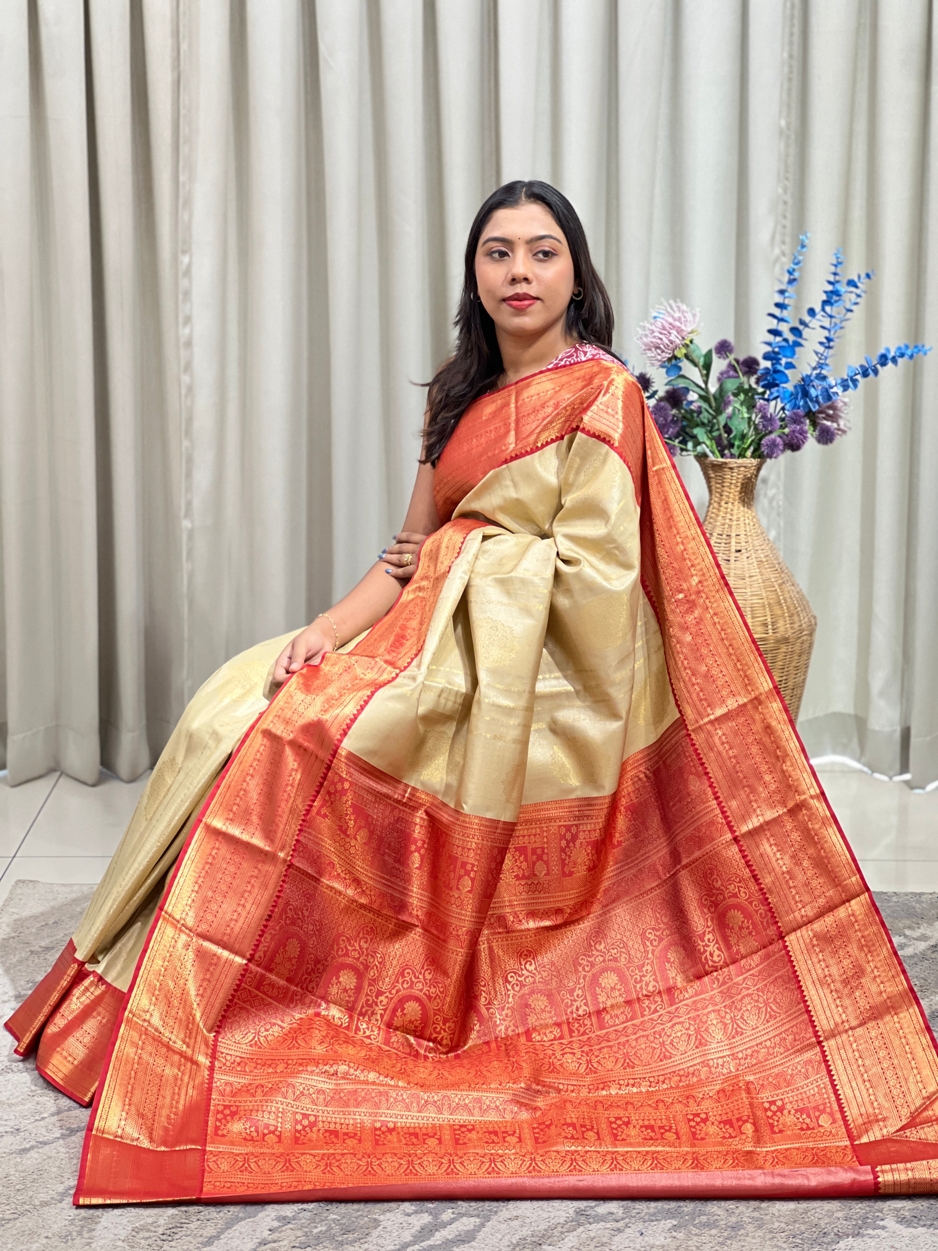 Line Woven Soft Silk Saree | RVS356