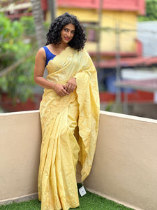 Semi Silk Saree With  Schiffli Border | RP324