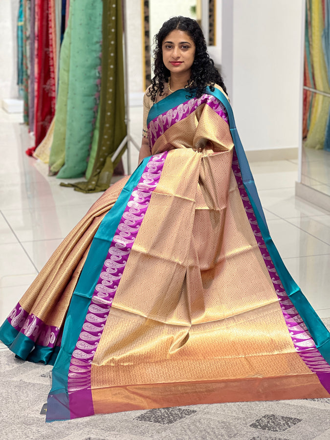 Contrast Border Detailed Zari Woven Tissue Saree | NN187