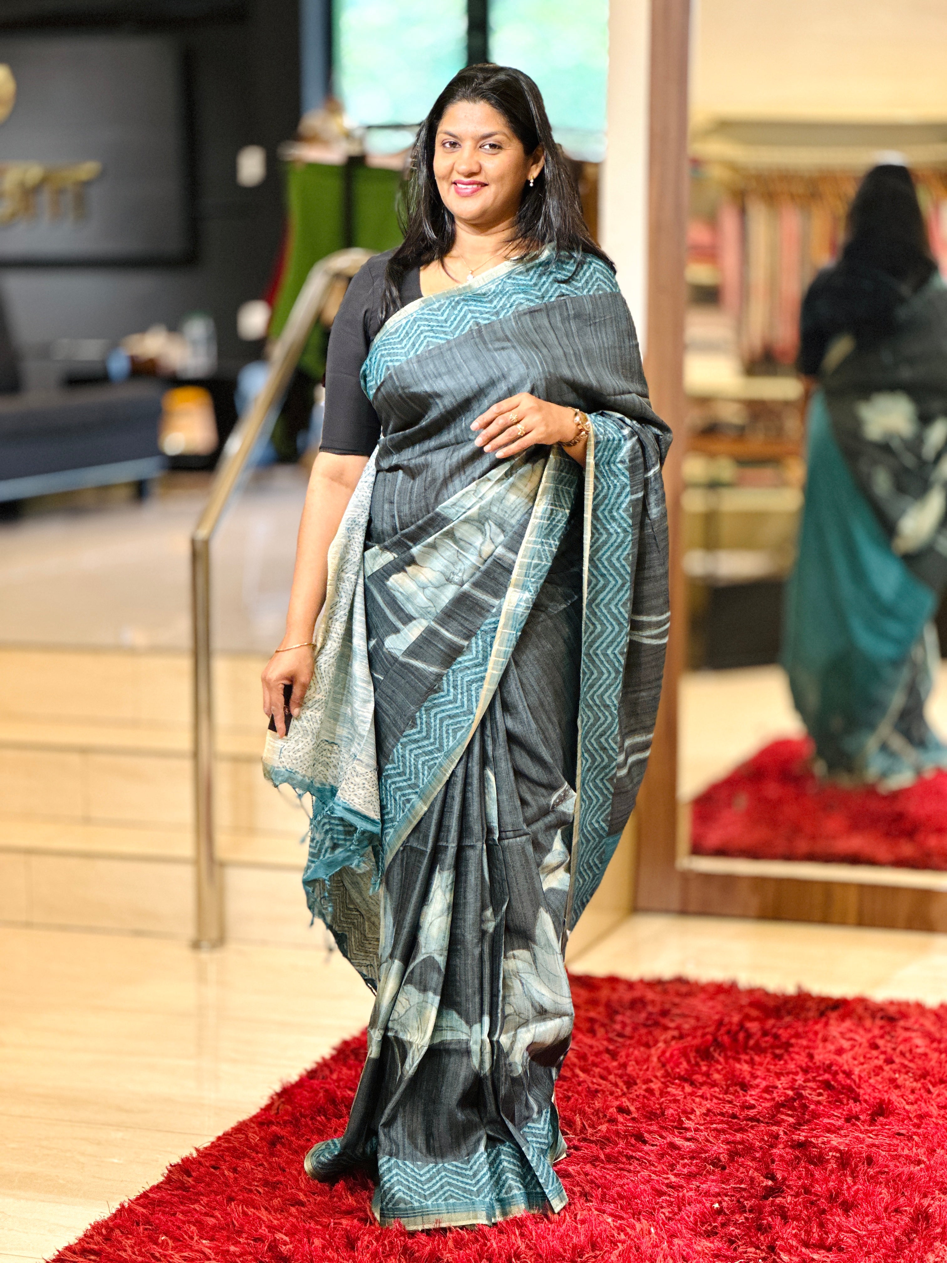Floral Printed Semi Tussar Saree | SSN290