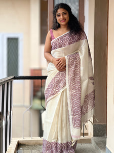 Printed Tissue Linen Saree | KSD111