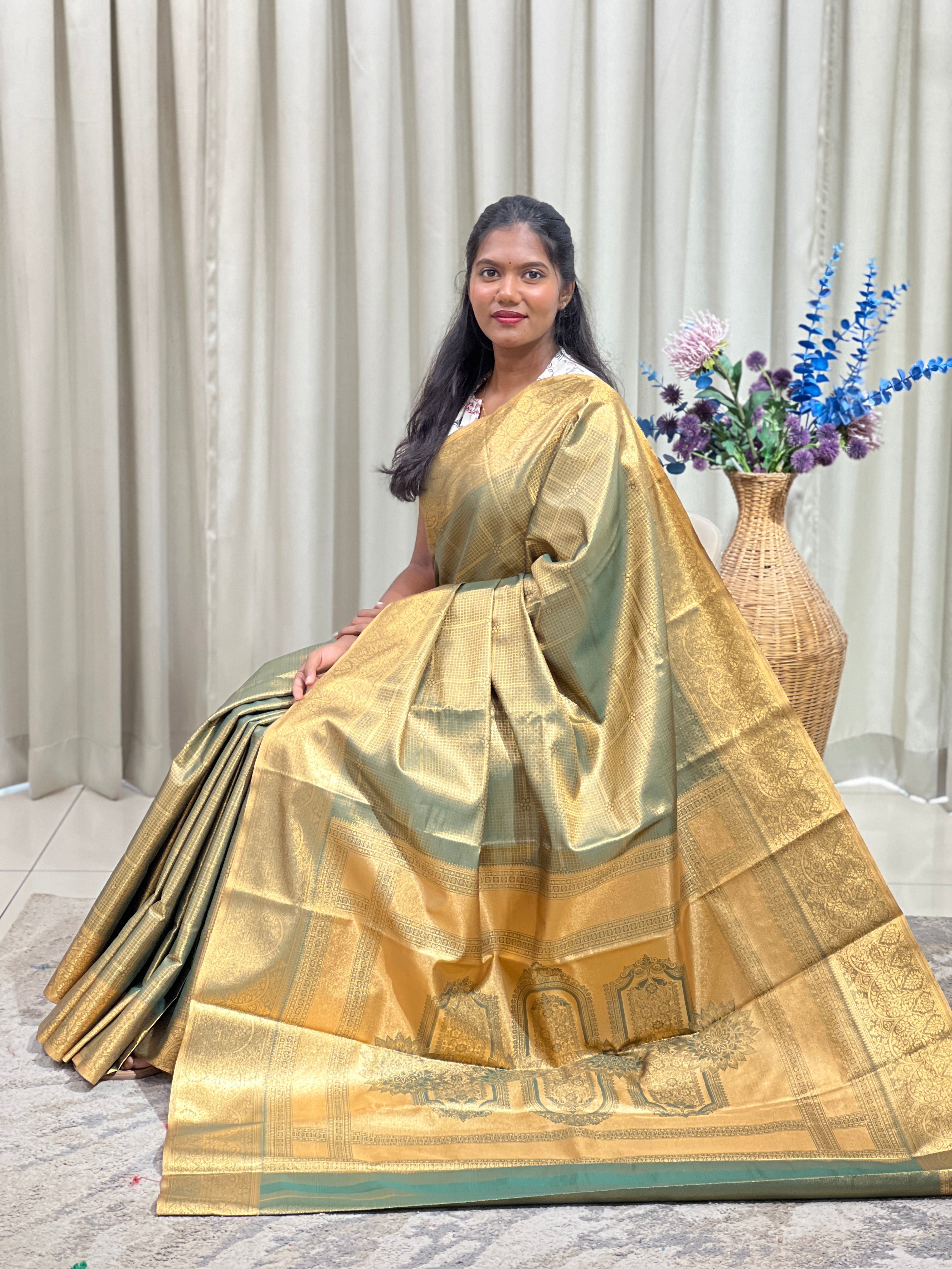 Check Pattern Soft Silk Saree  | RVS348