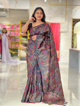 Thread Embroidered Crushed Glass Organza Saree | SHC192