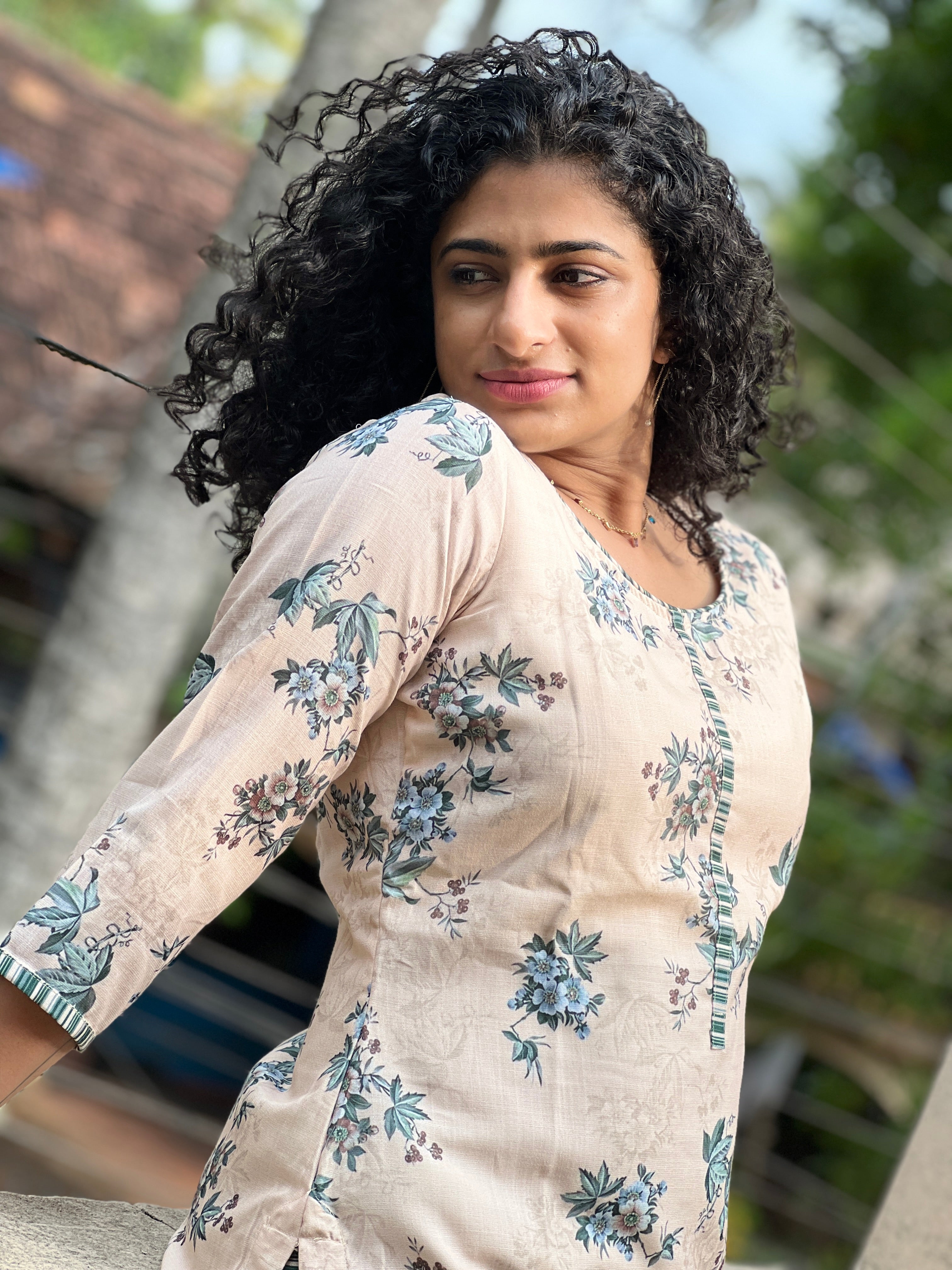 Floral Design Slub Cotton Kurta Set | SV239