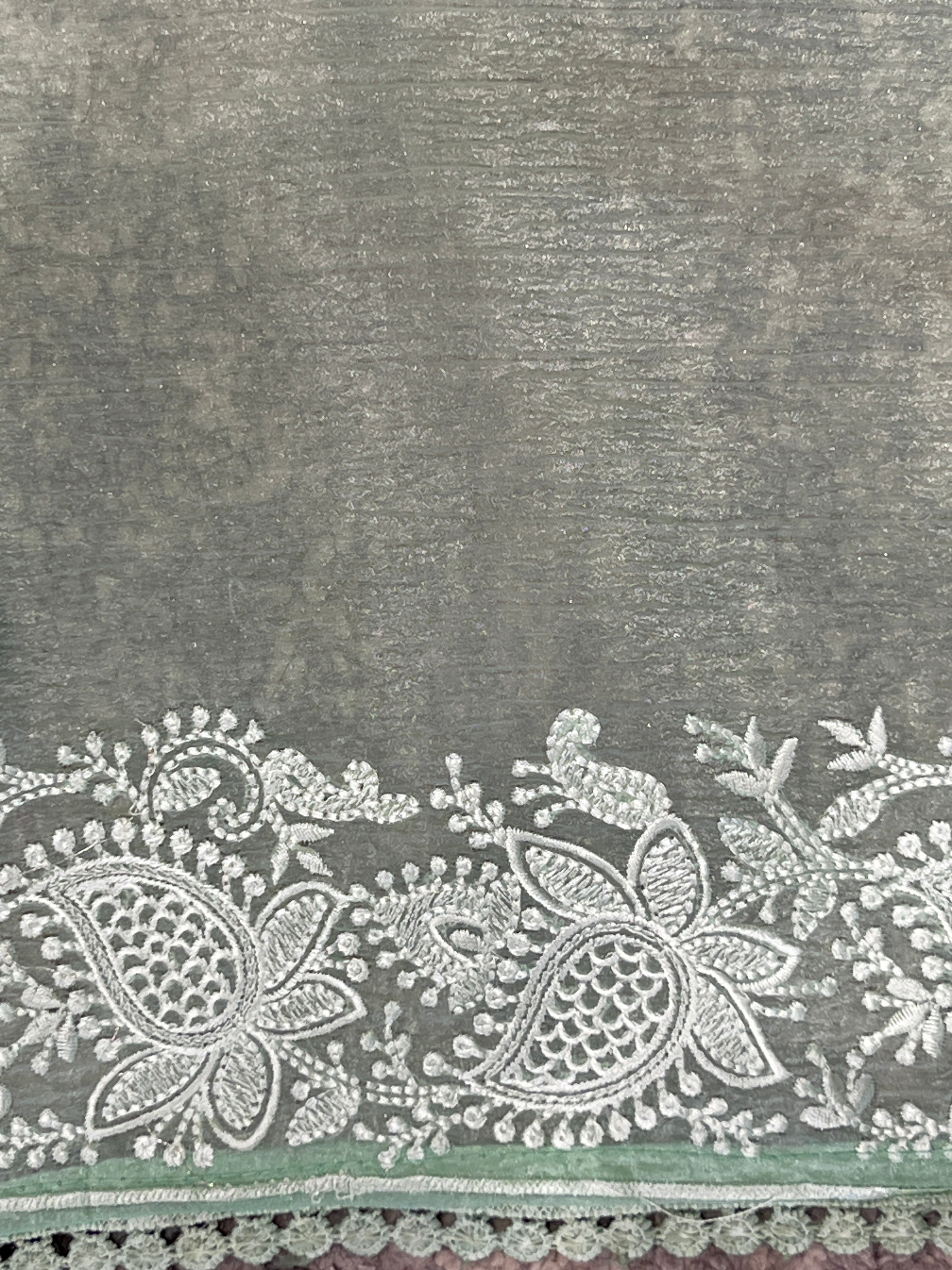 Floral Embroidery Detailed Crushed Shimmer Organza Saree | BLD2045