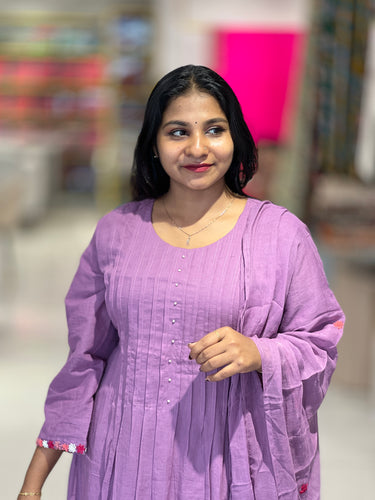 Hand Embroidery With Applique Detailed Soft Cotton Kurta Set | KIA125
