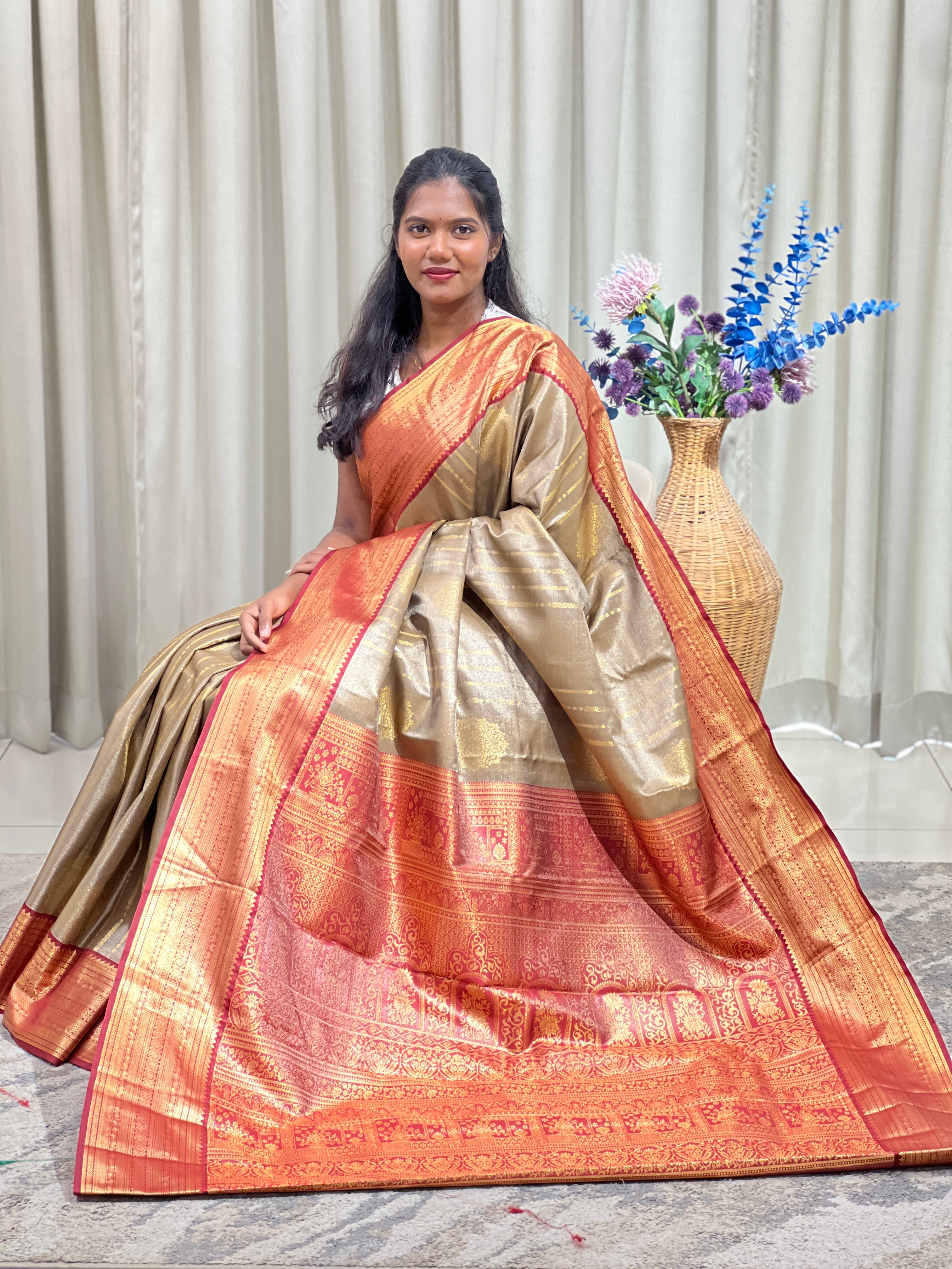 Line Woven Soft Silk Saree | RVS358