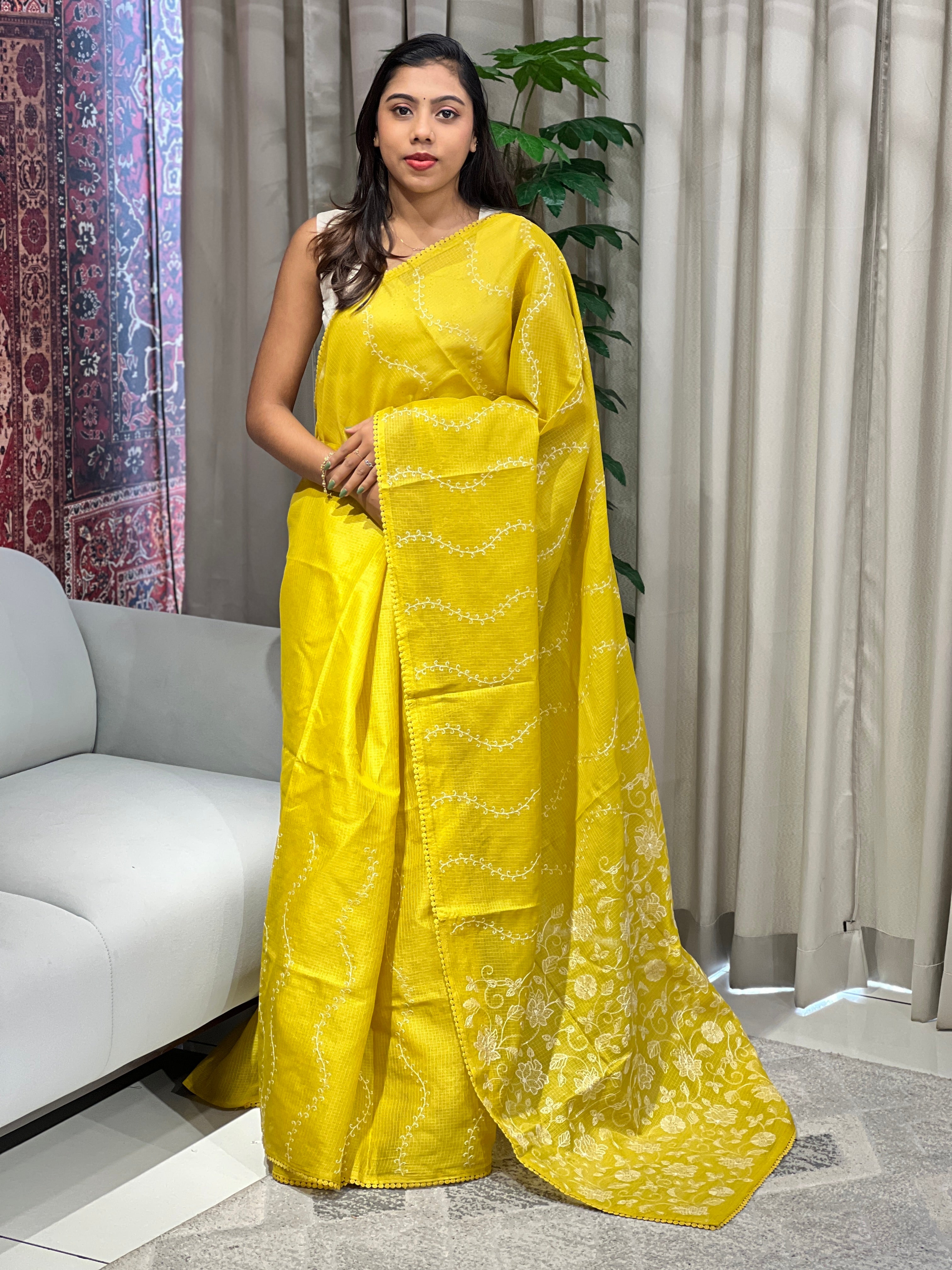 Embroidery Detailed Silky Kota Saree | BLD2041