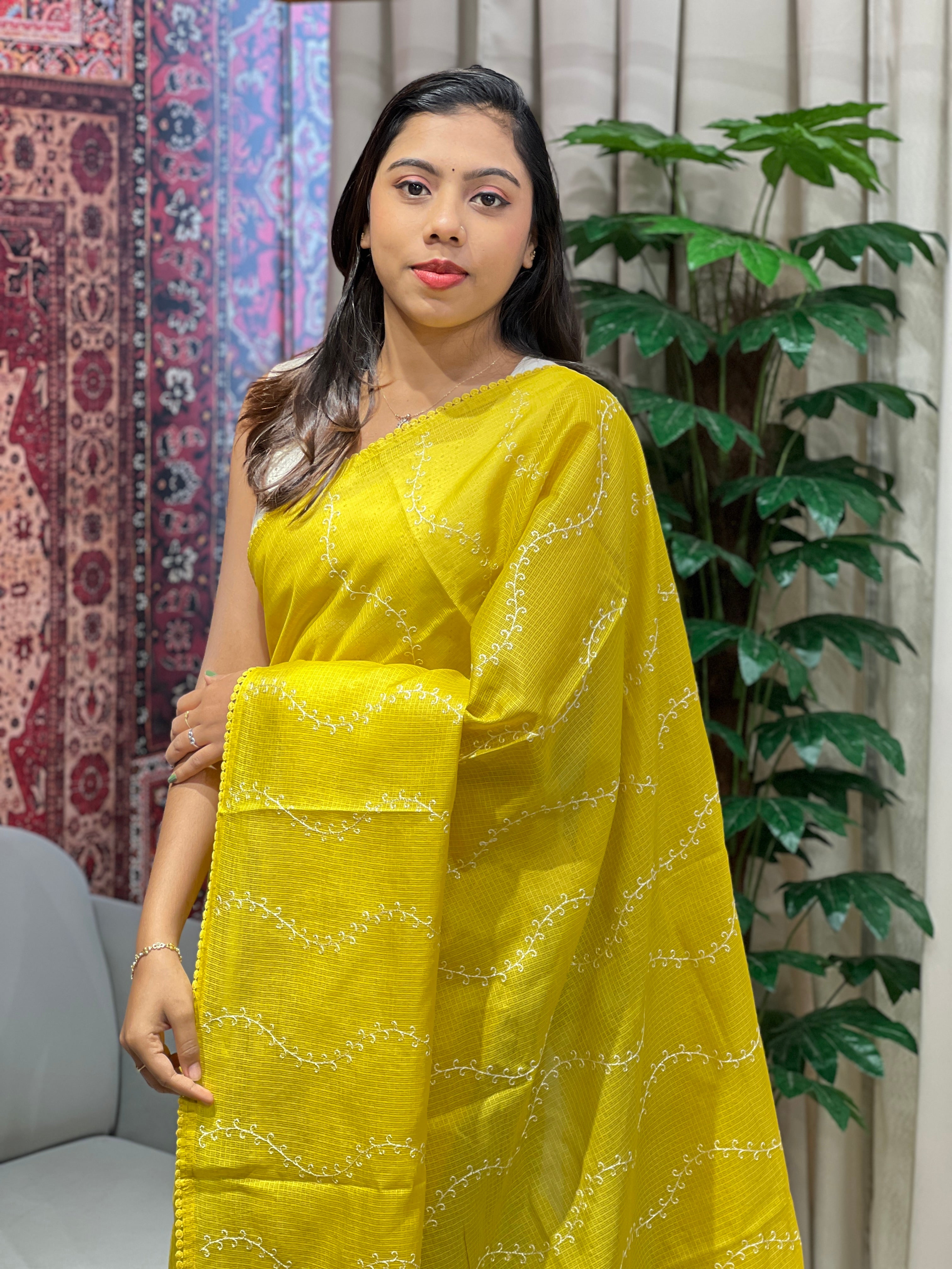 Embroidery Detailed Silky Kota Saree | BLD2041