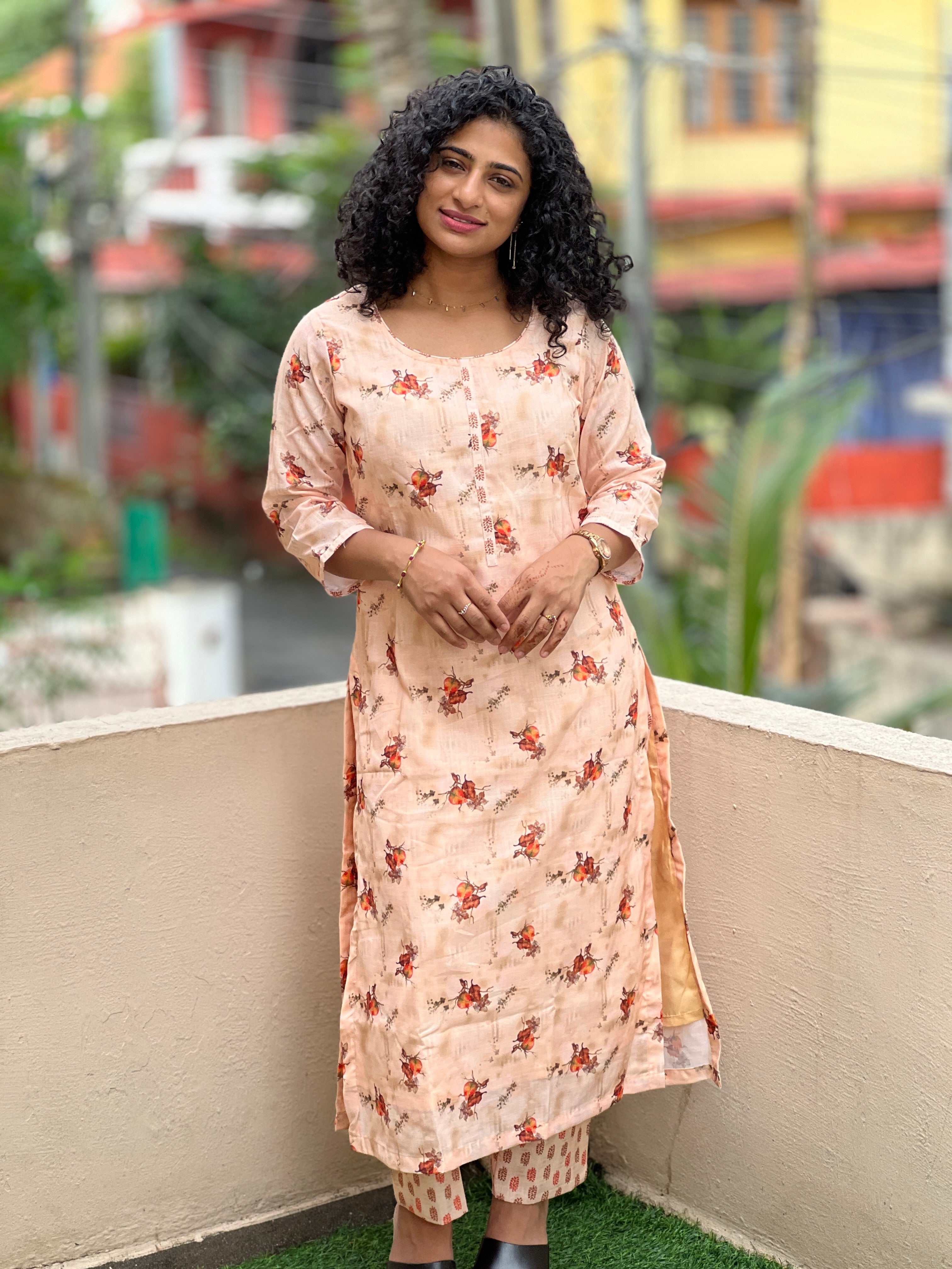Digital Print Slub Cotton Kurta Set | SV236