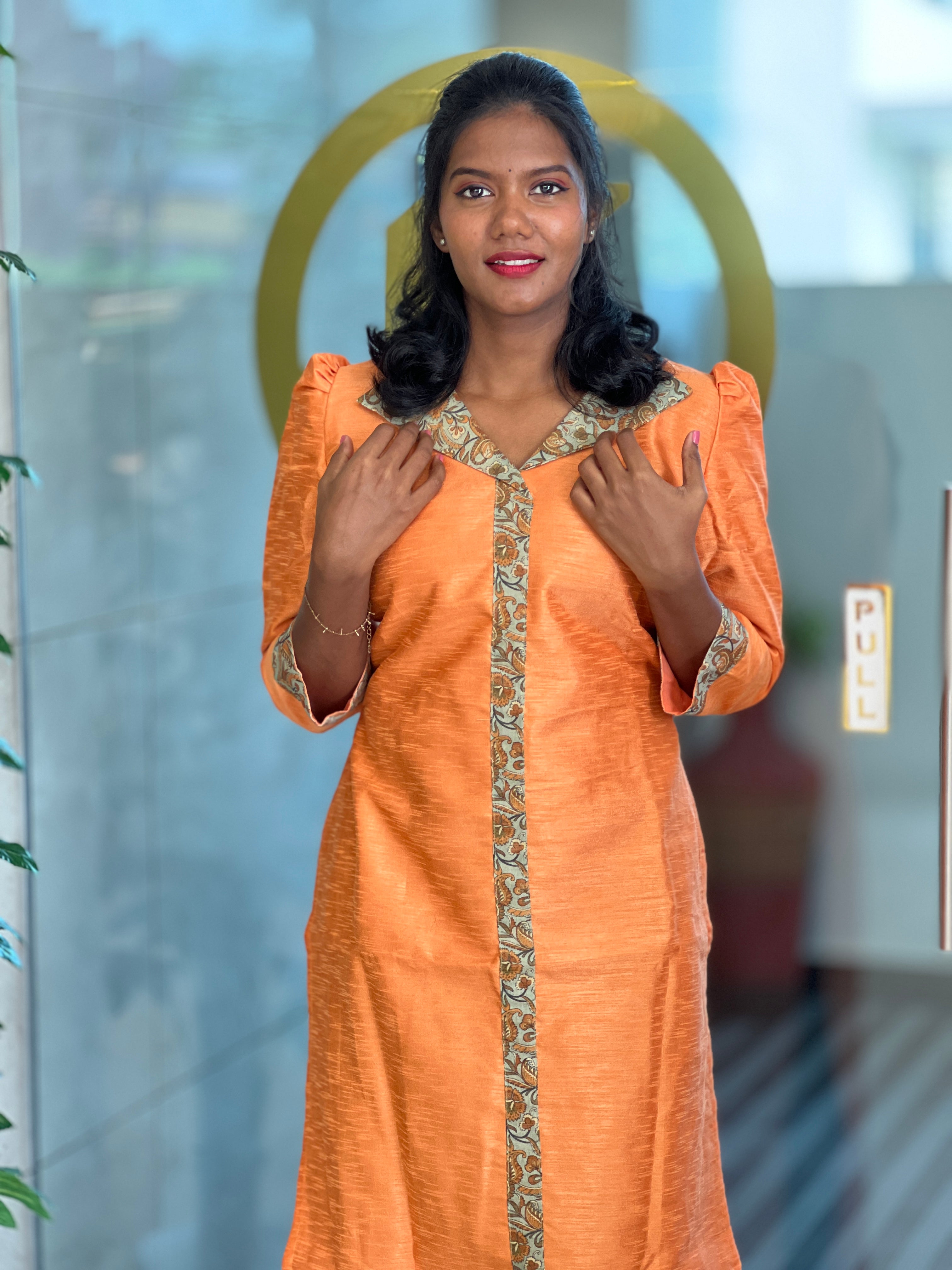 Floral Patch Detailed Cotton Kurta | DNT350