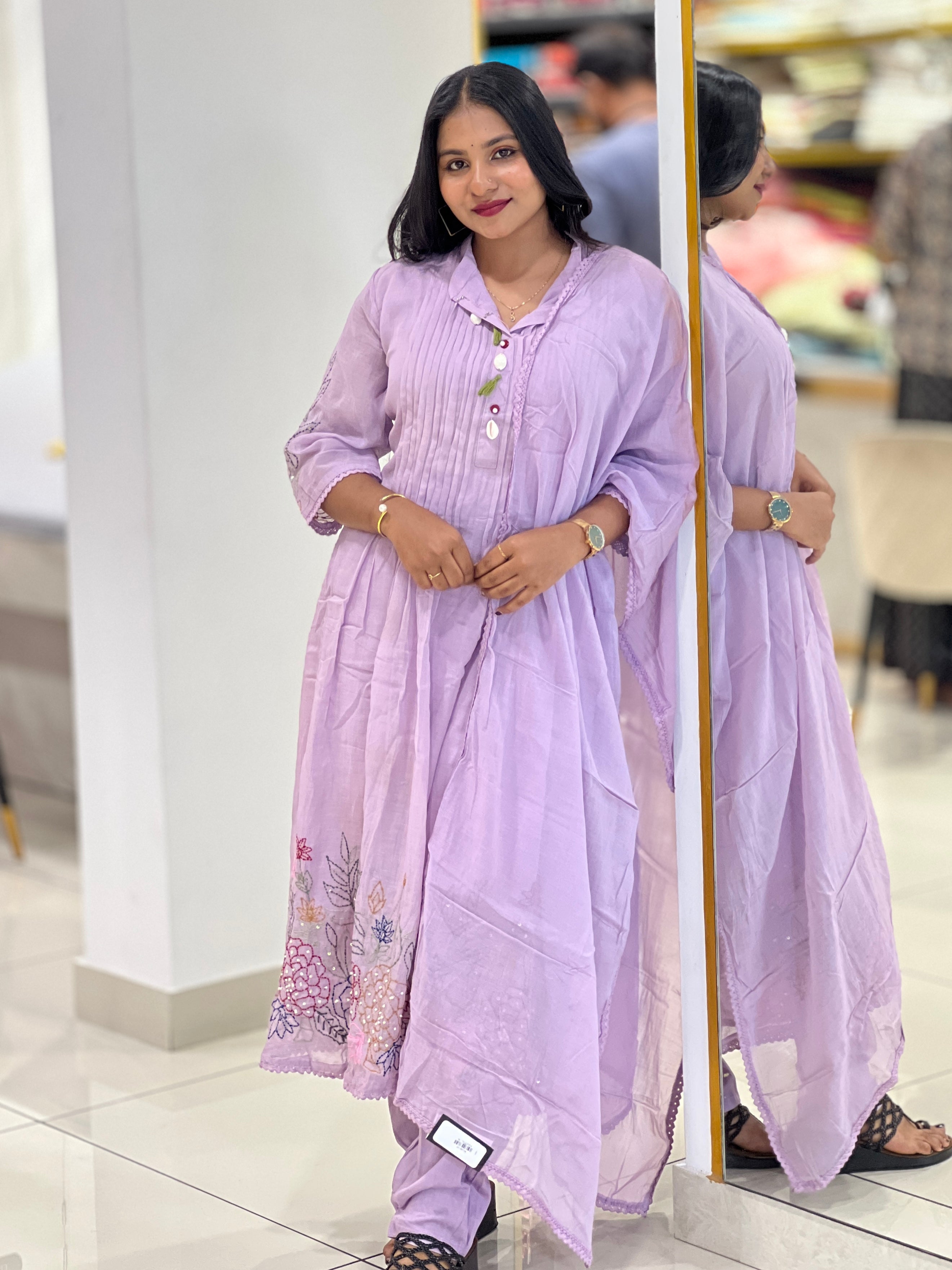 Pin Tuck Detailed Pure Chanderi Kurta Set | PGI207