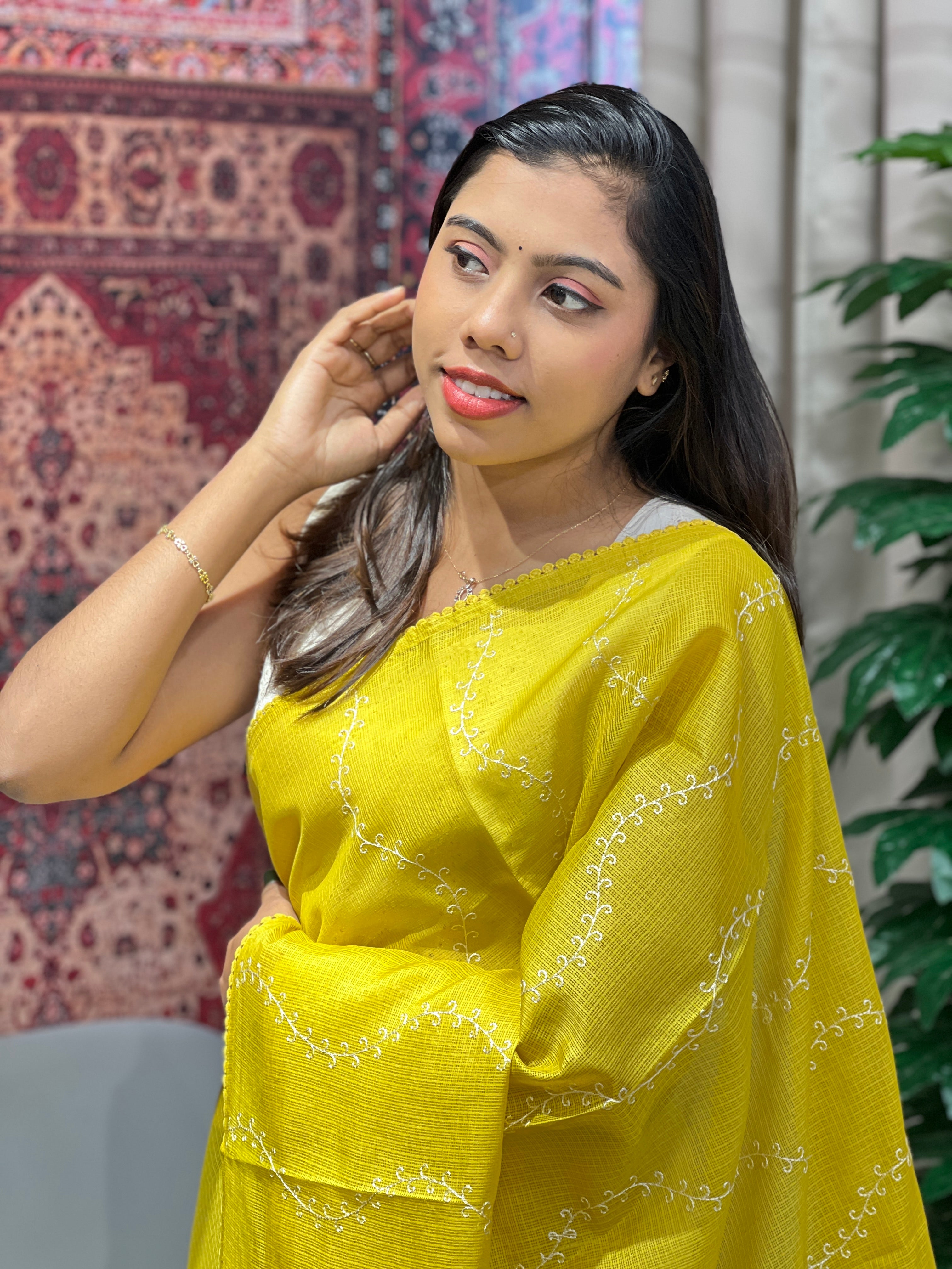 Embroidery Detailed Silky Kota Saree | BLD2041