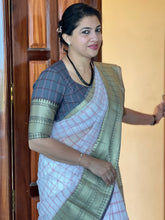 Check Weaving Patterned Organza Saree | NN338