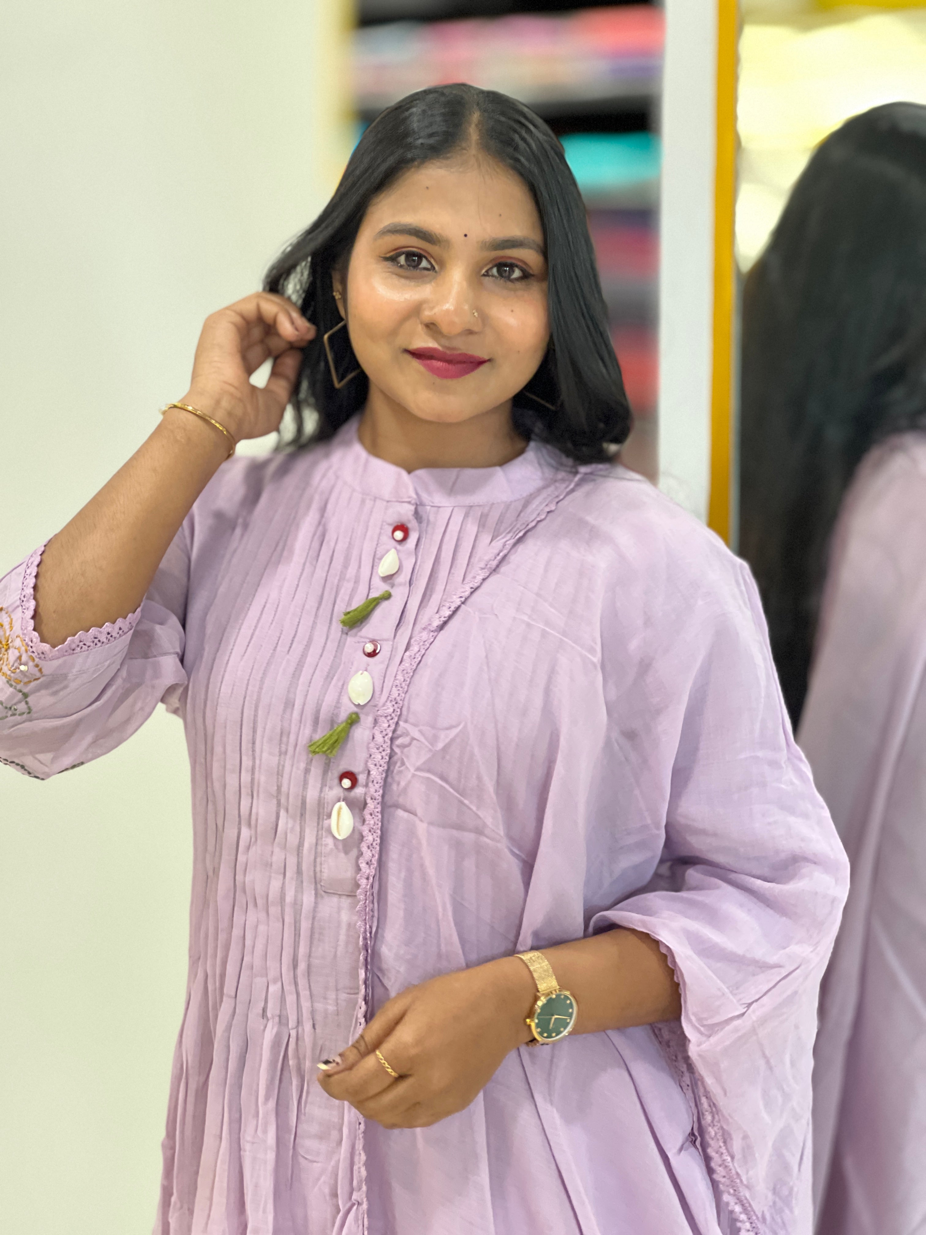Pin Tuck Detailed Pure Chanderi Kurta Set | PGI207