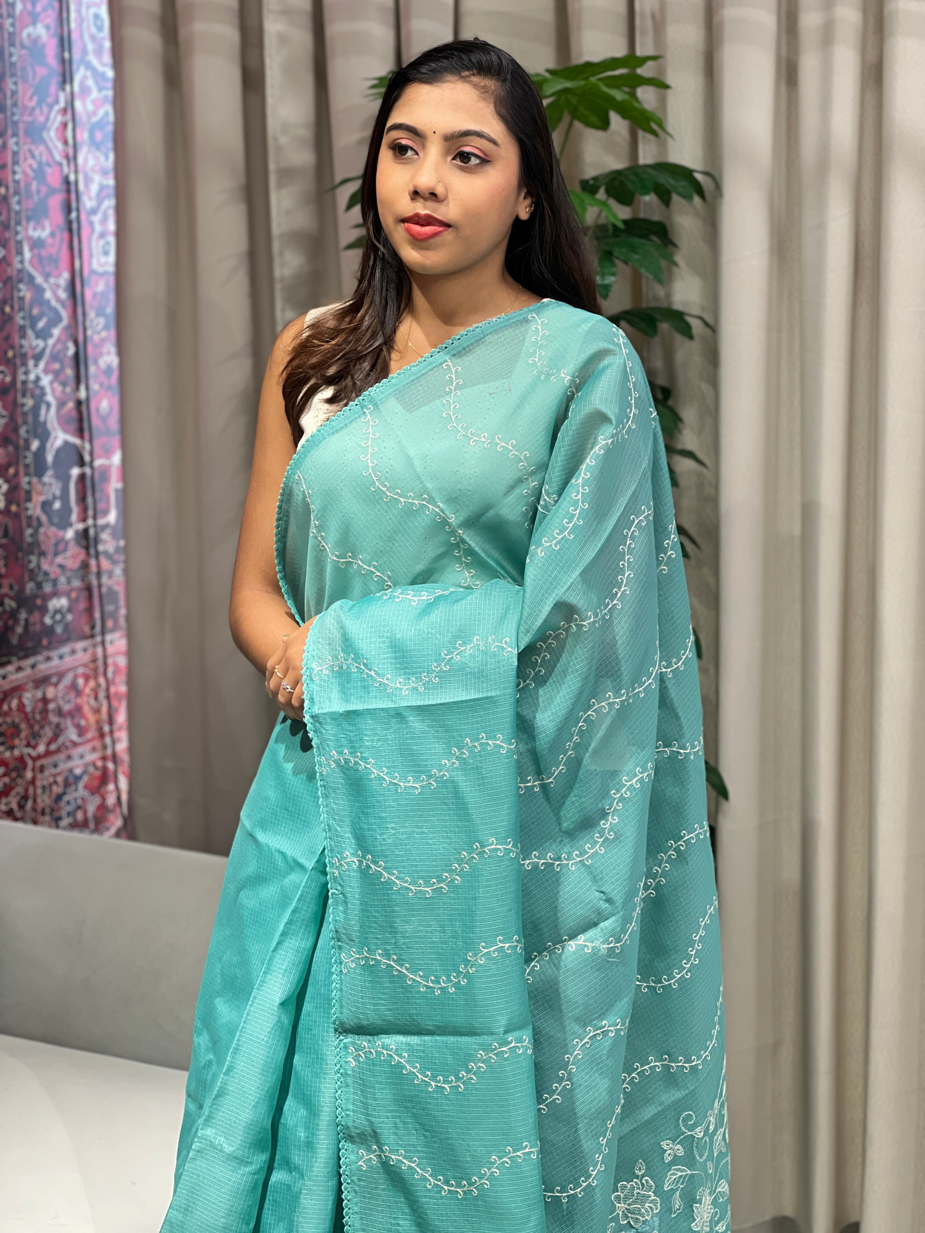 Embroidery Detailed Silky Kota Saree | BLD2040