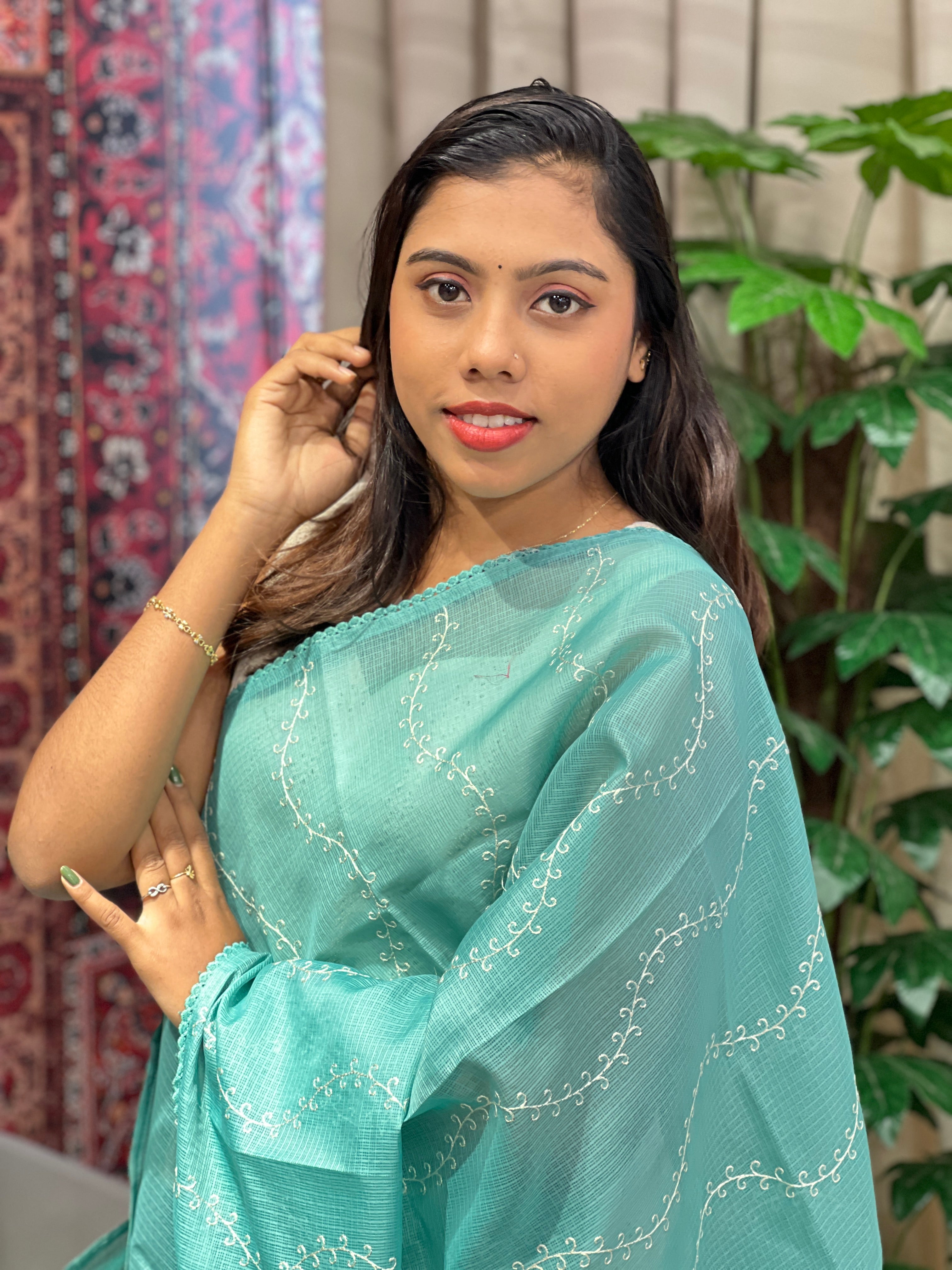 Embroidery Detailed Silky Kota Saree | BLD2040