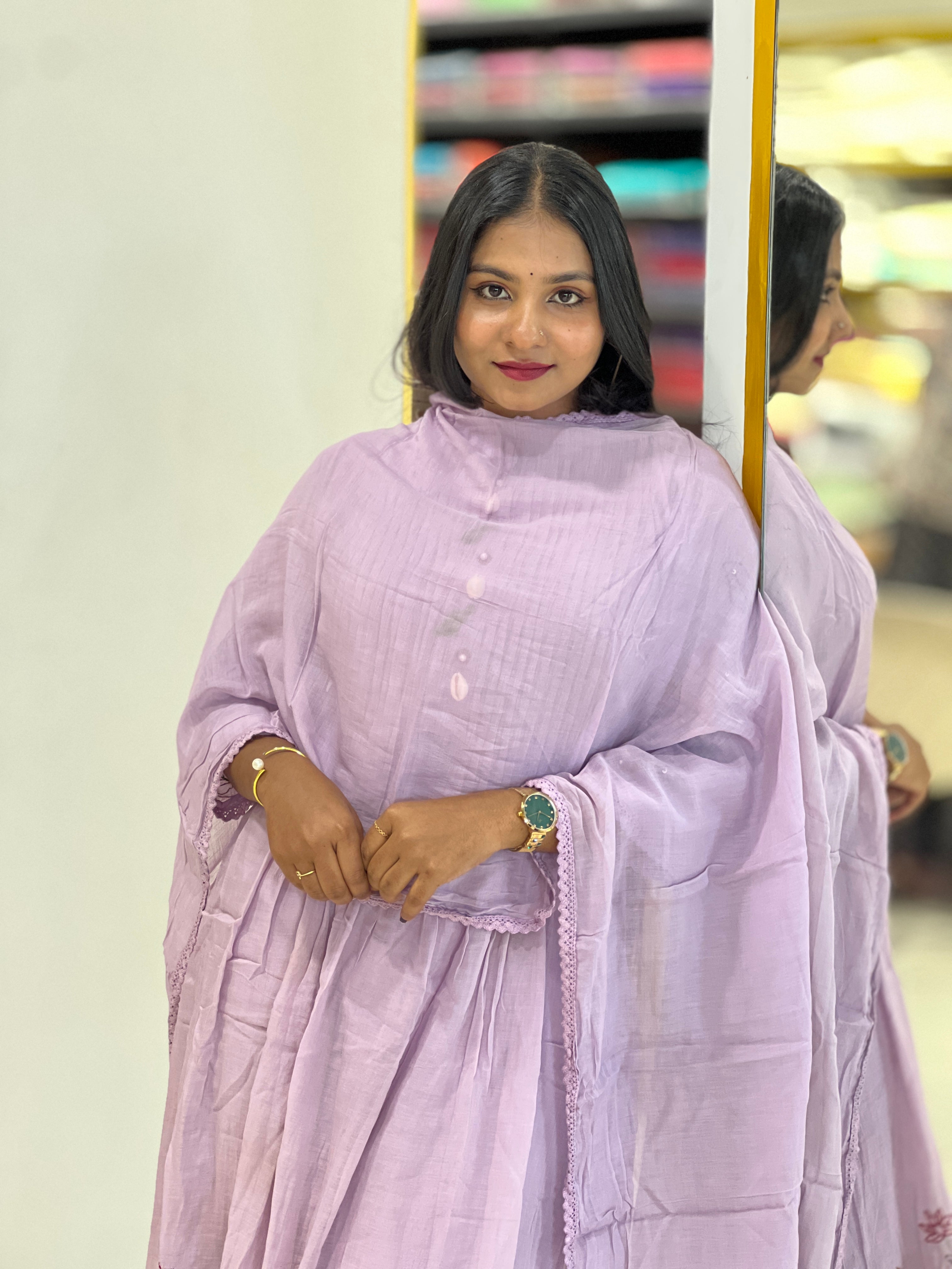 Pin Tuck Detailed Pure Chanderi Kurta Set | PGI207