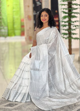 Silver Zari Weaving Bhagalpuri Linen Saree | NHH234