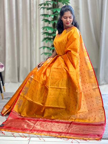 Traditional Elephant Motifs Design Semi Silk Saree | SSN173