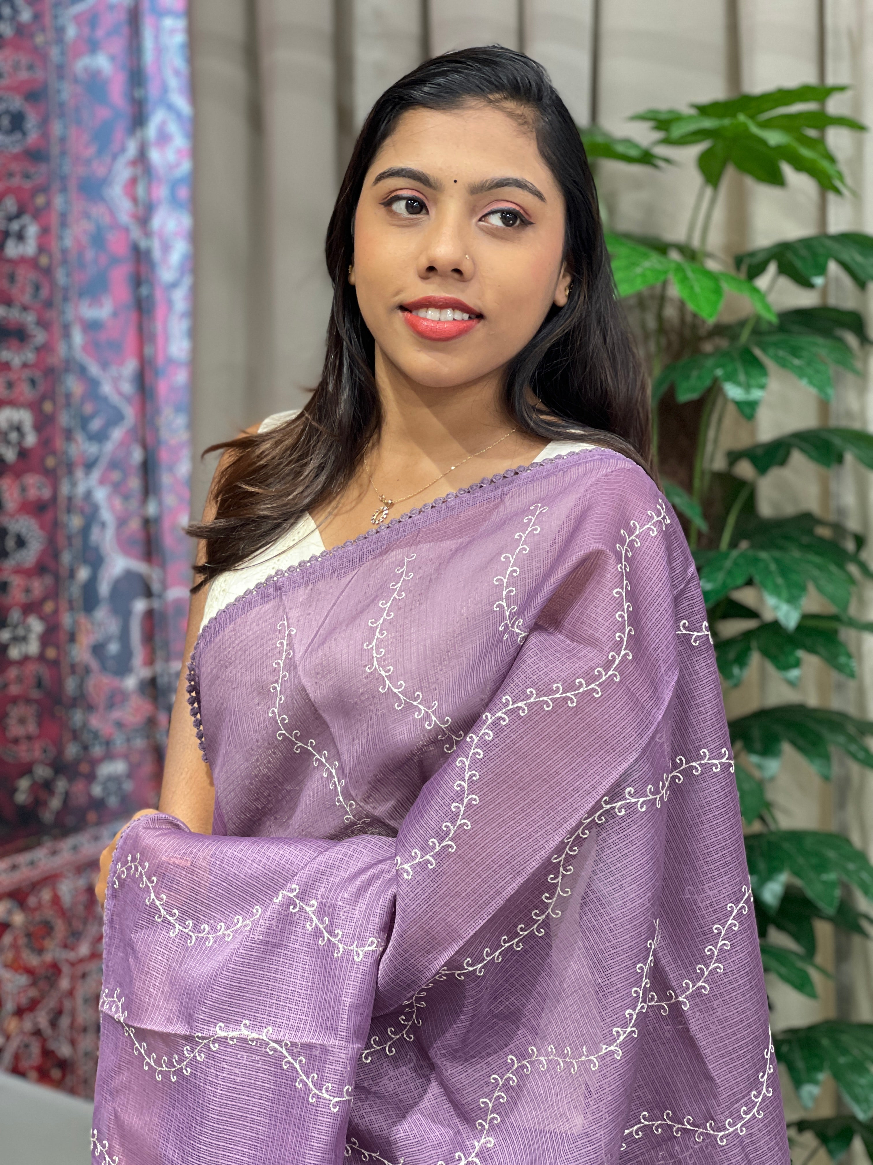 Embroidery Detailed Silky Kota Saree | BLD2039