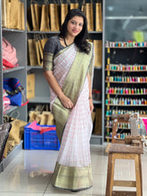 Check Weaving Patterned Organza Saree | NN338