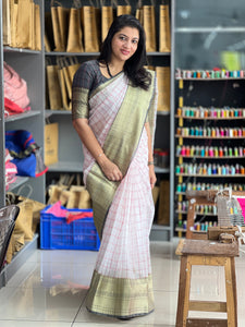 Check Weaving Patterned Organza Saree | NN338
