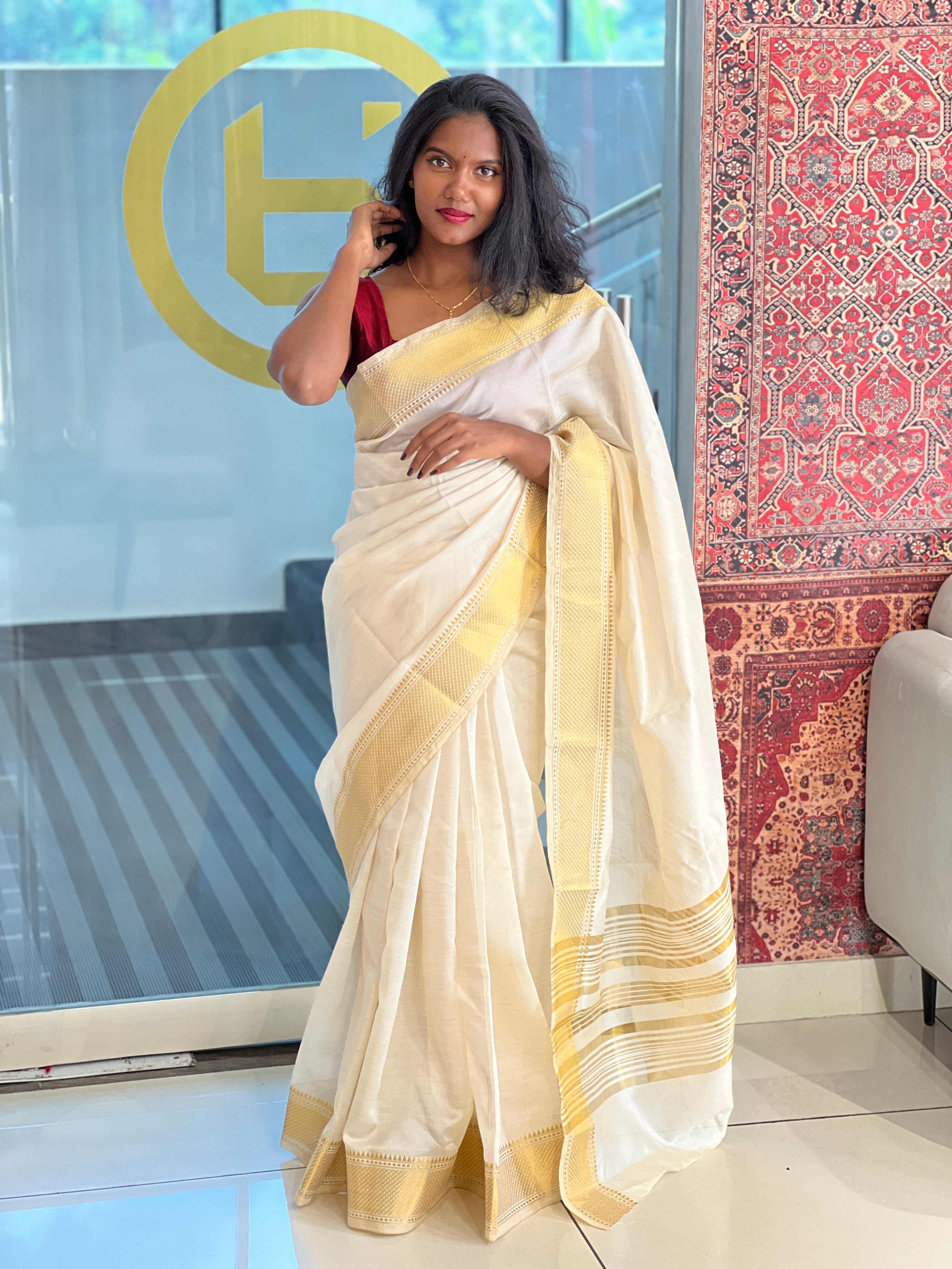 Golden Zari Woven Semi Tussar Saree | SSN233