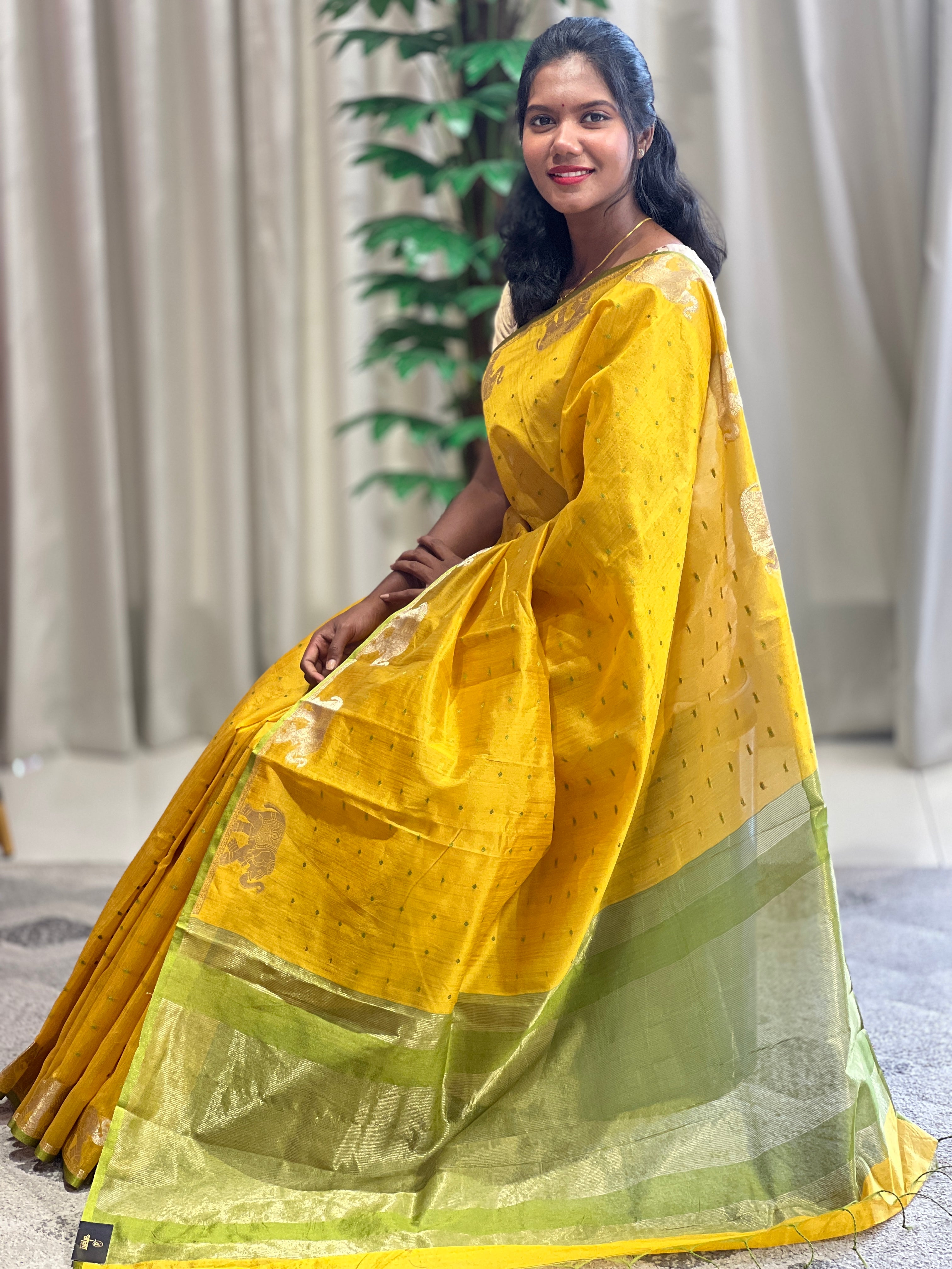 Traditional Elephant Motifs Design Semi Silk Saree | SSN166