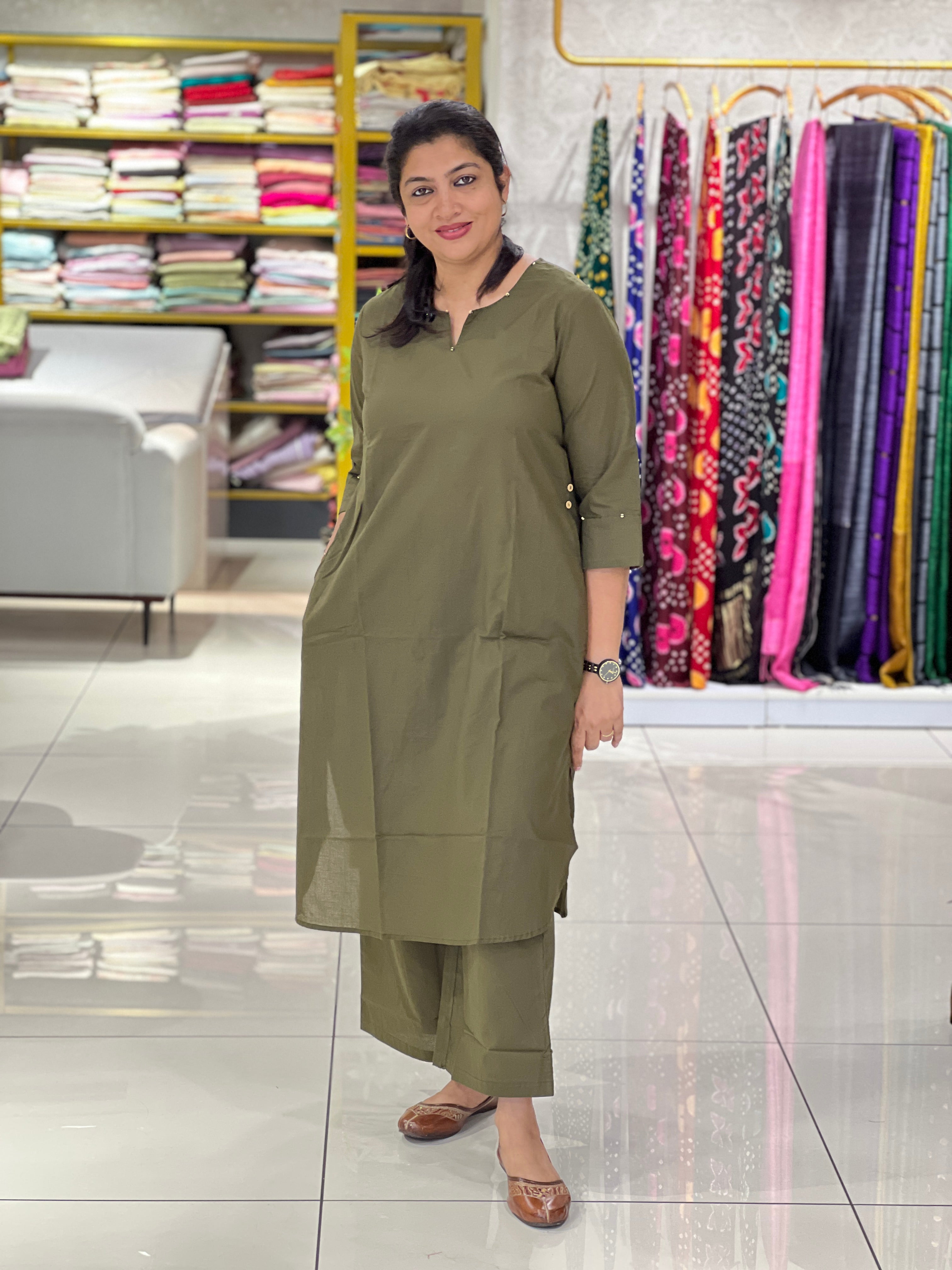Solid Cotton Co-Ord Set | NCF348
