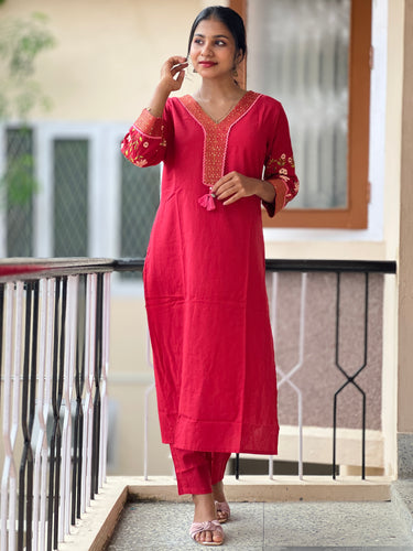 Embroidered Cotton Kurta Set | NCF237