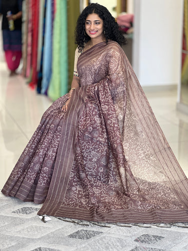 Batik Printed Chanderi Finish Saree | BLD410