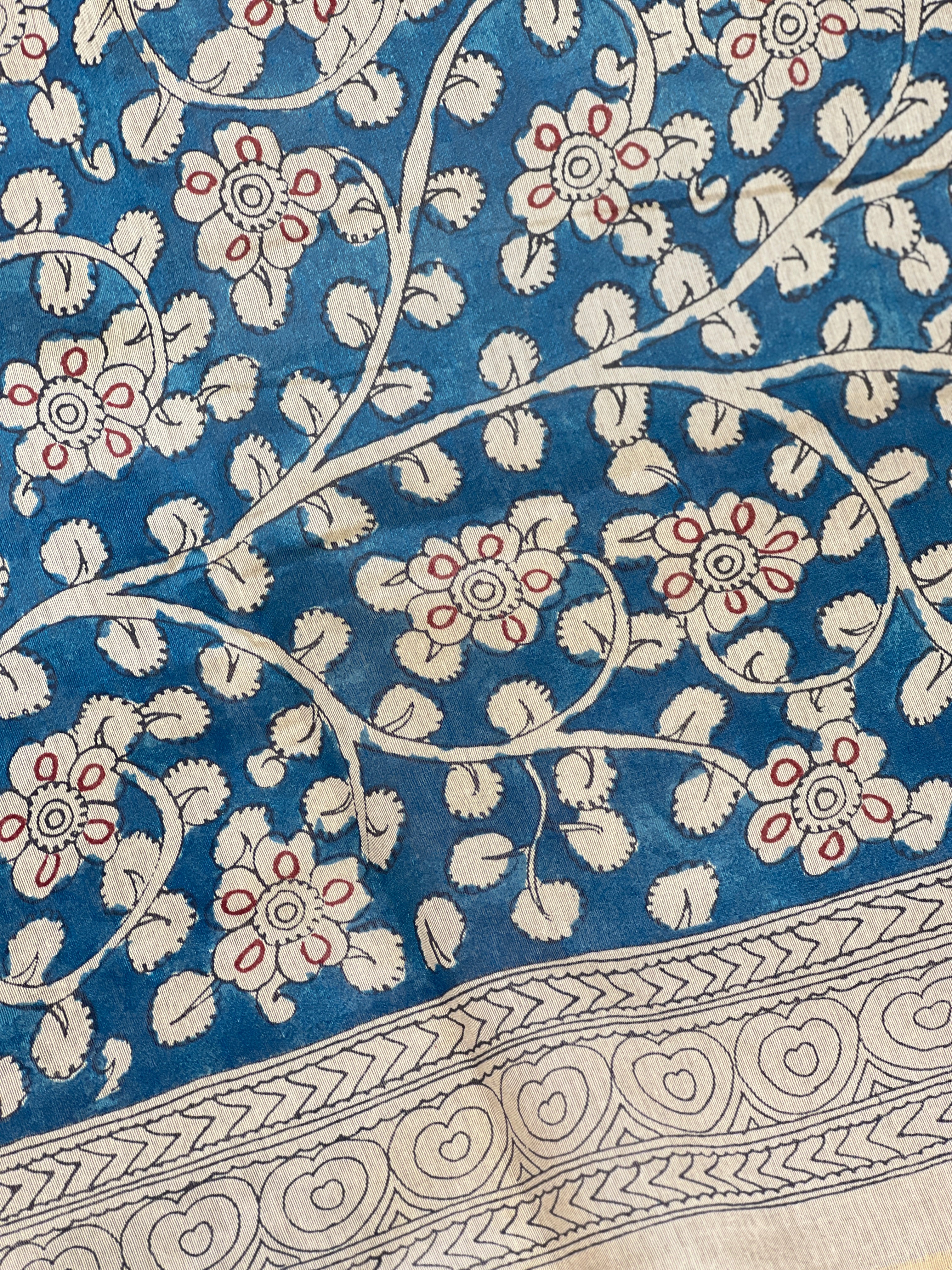 Kalamkari And Bandhani Patterned Semi Jute Saree | SSN495