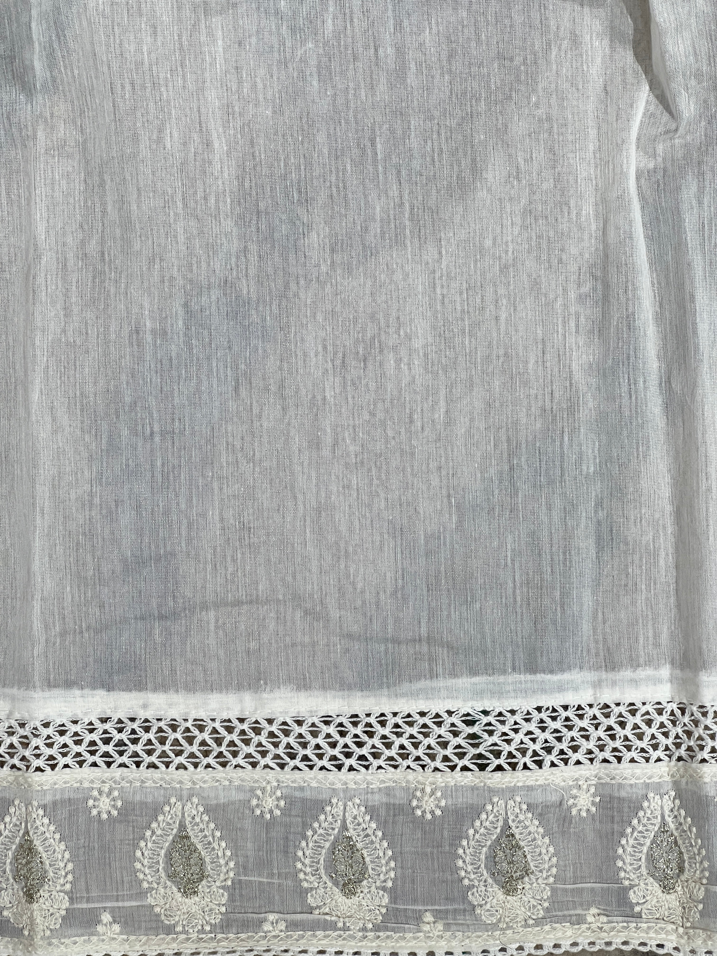 Computerized Lucknowi Embroidered Mul Chanderi Saree | MM646