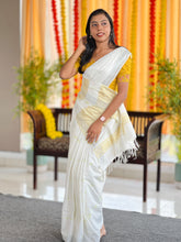 Golden & Silver Zari Weaved Semi Silk Saree | NHH488