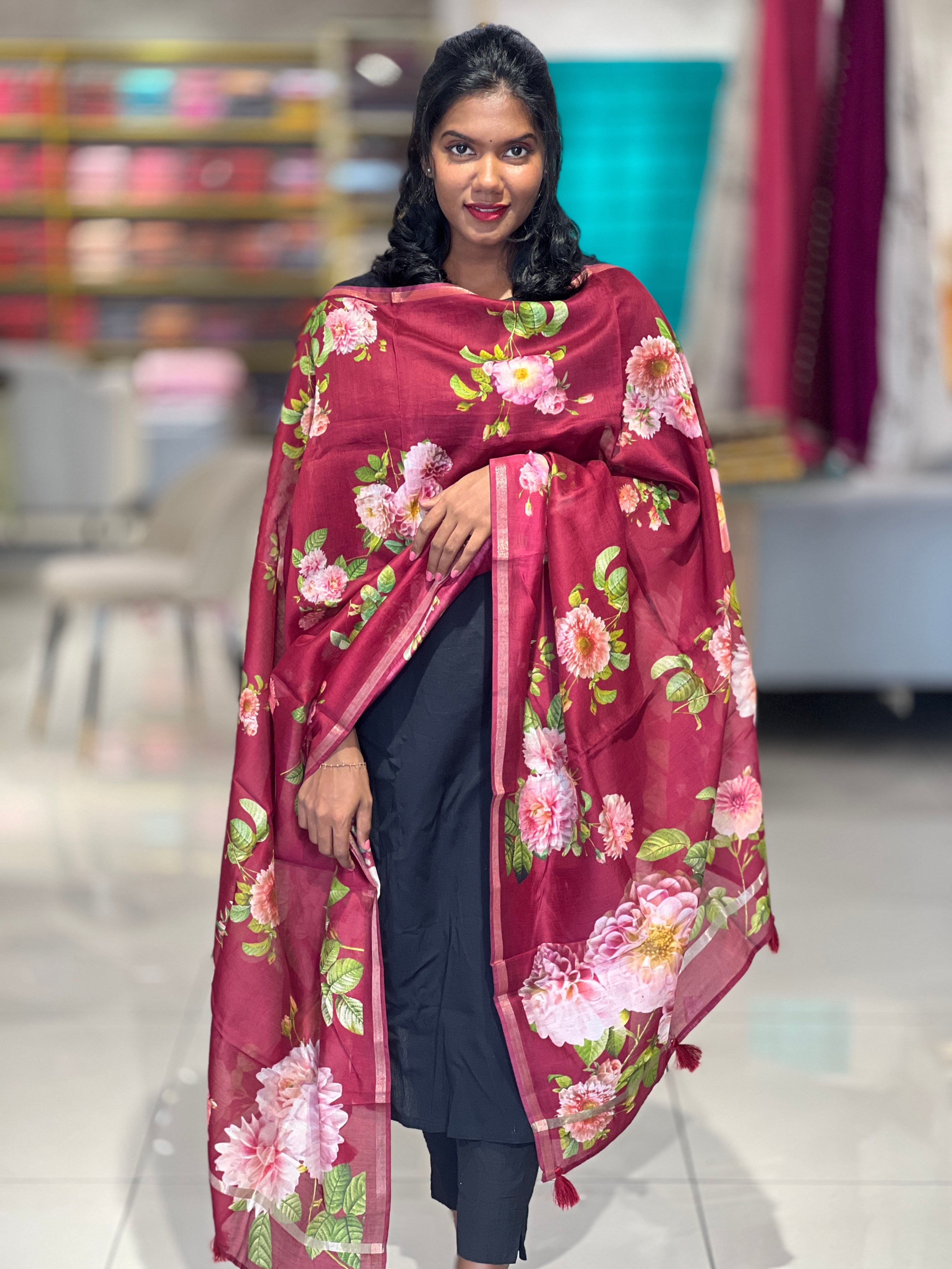 Printed Chanderi Dupatta | AHD195