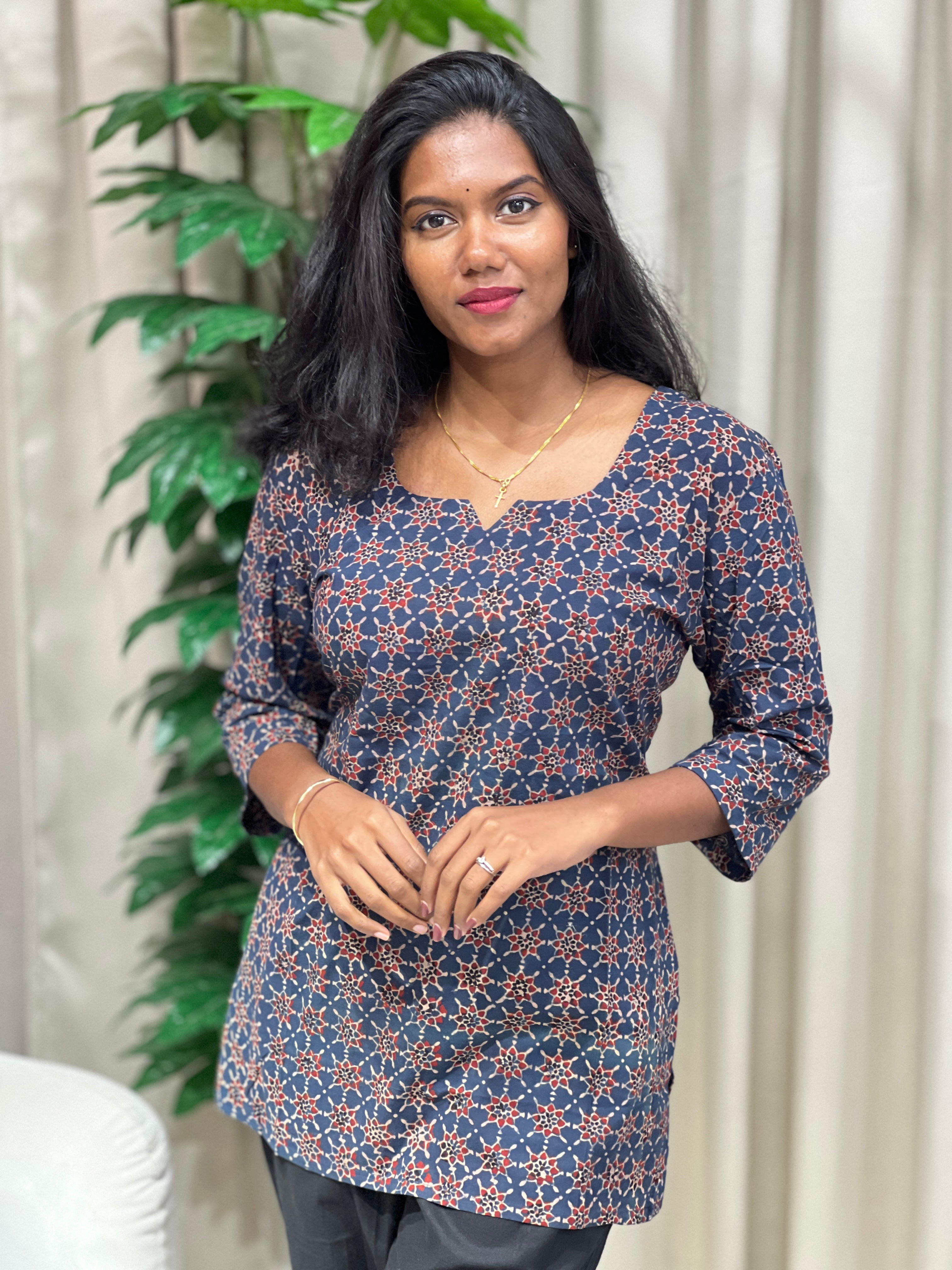 Printed Cotton Short Kurta | DNT1059