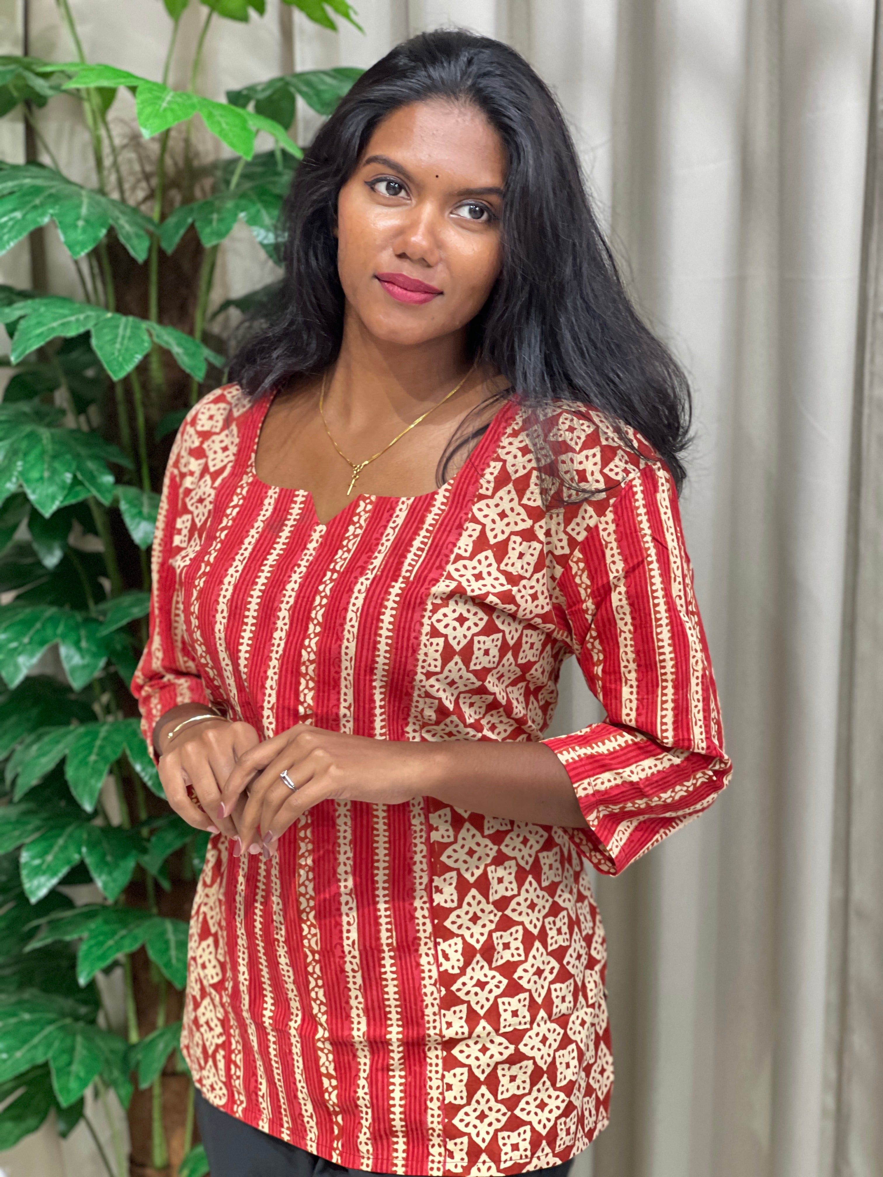 Printed Cotton Short Kurta | DNT1057